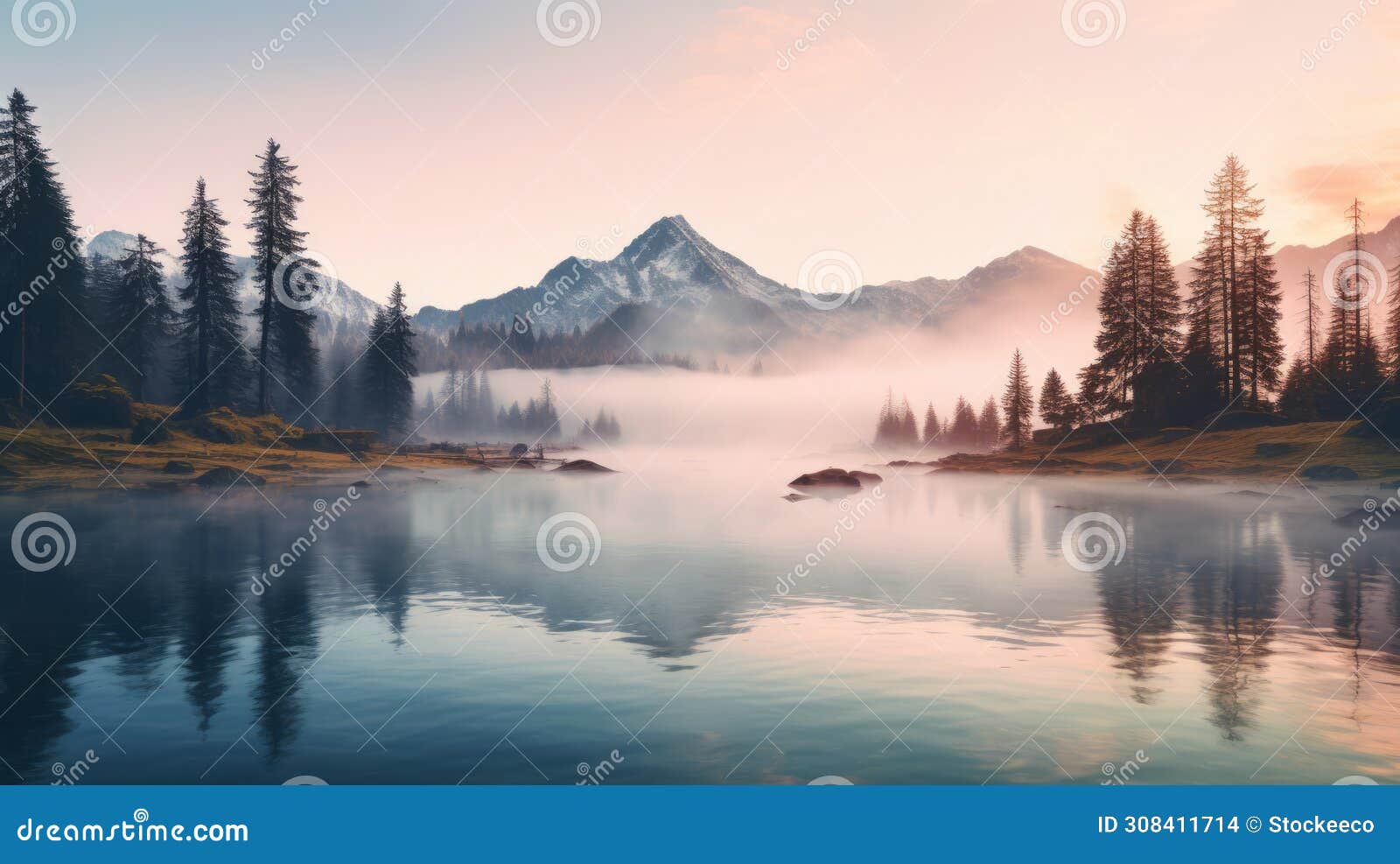 serene sunrise: a dreamy mountain lake in 8k resolution