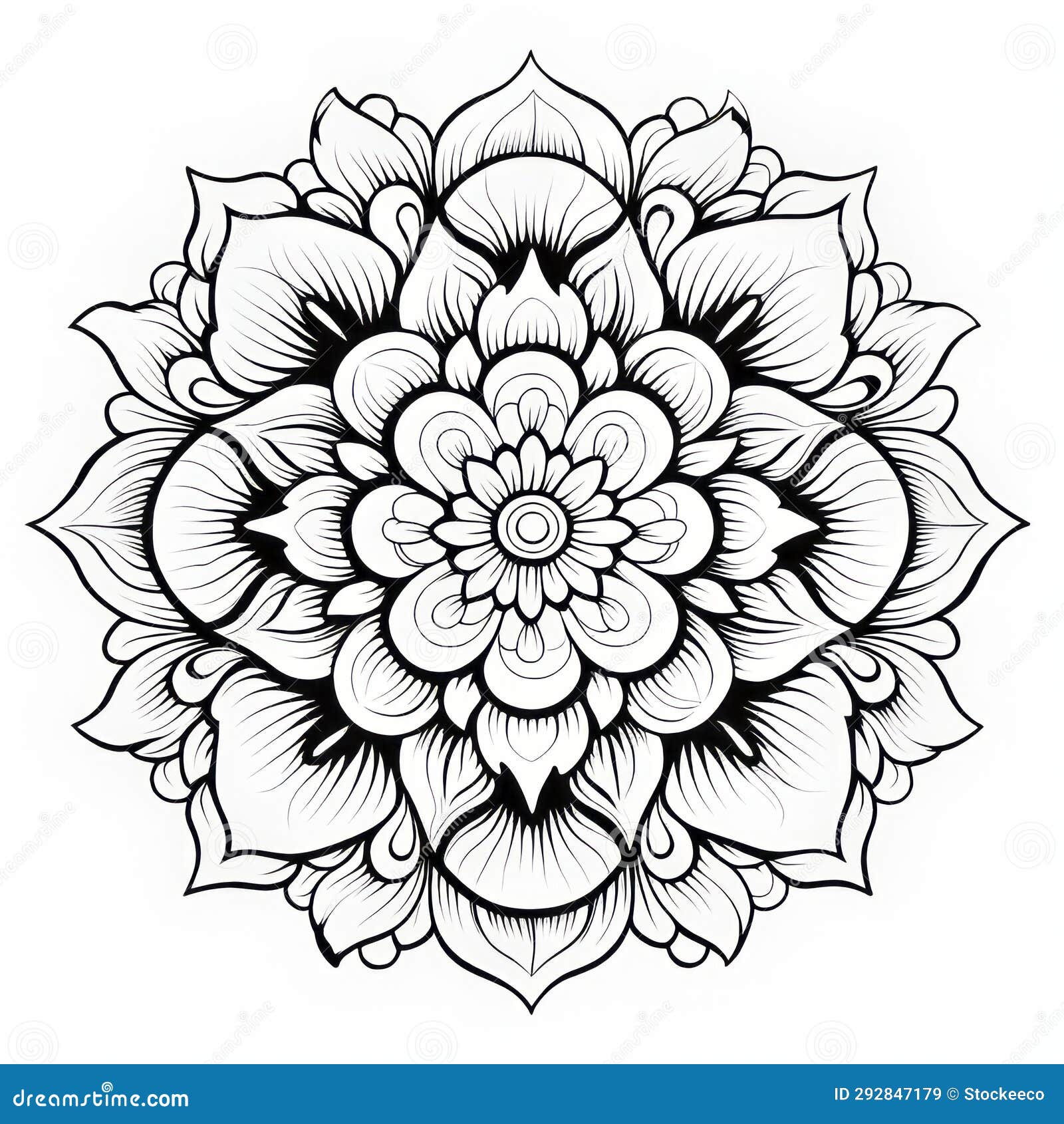 free printable mandala flower coloring page - abstract  