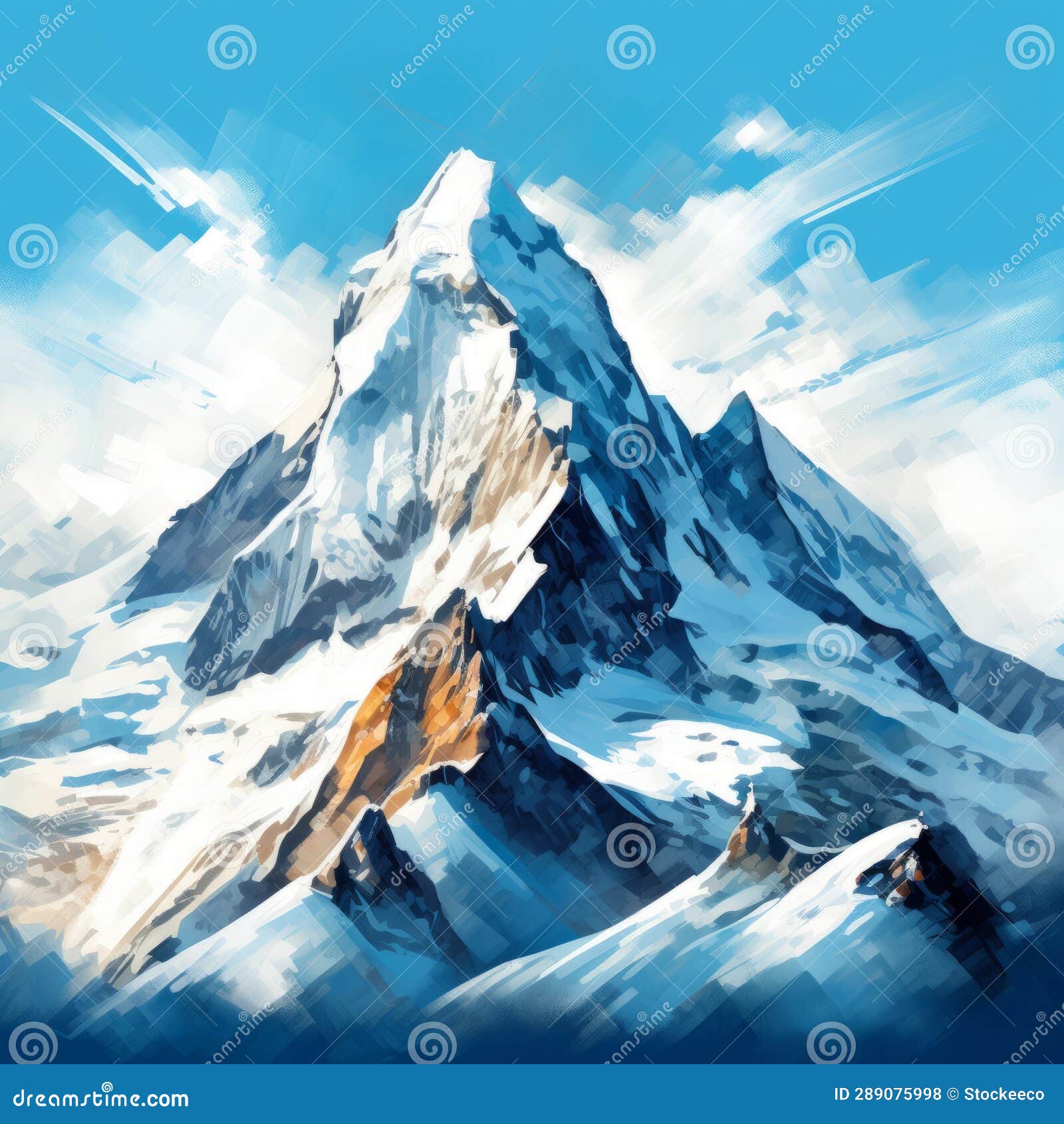 watercolor painting of triple divide peak with realistic color schemes