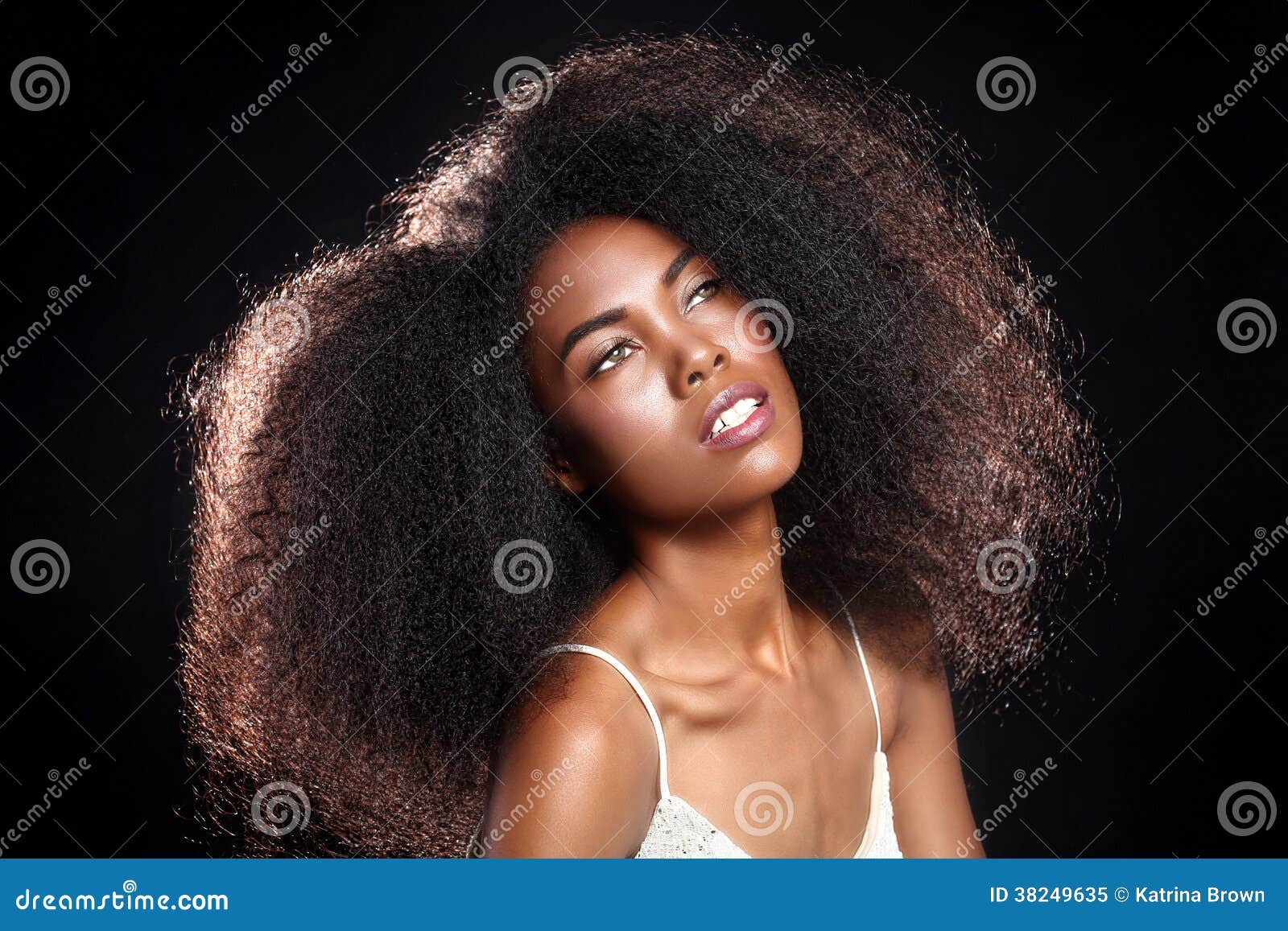 Girl afro singer with black People you