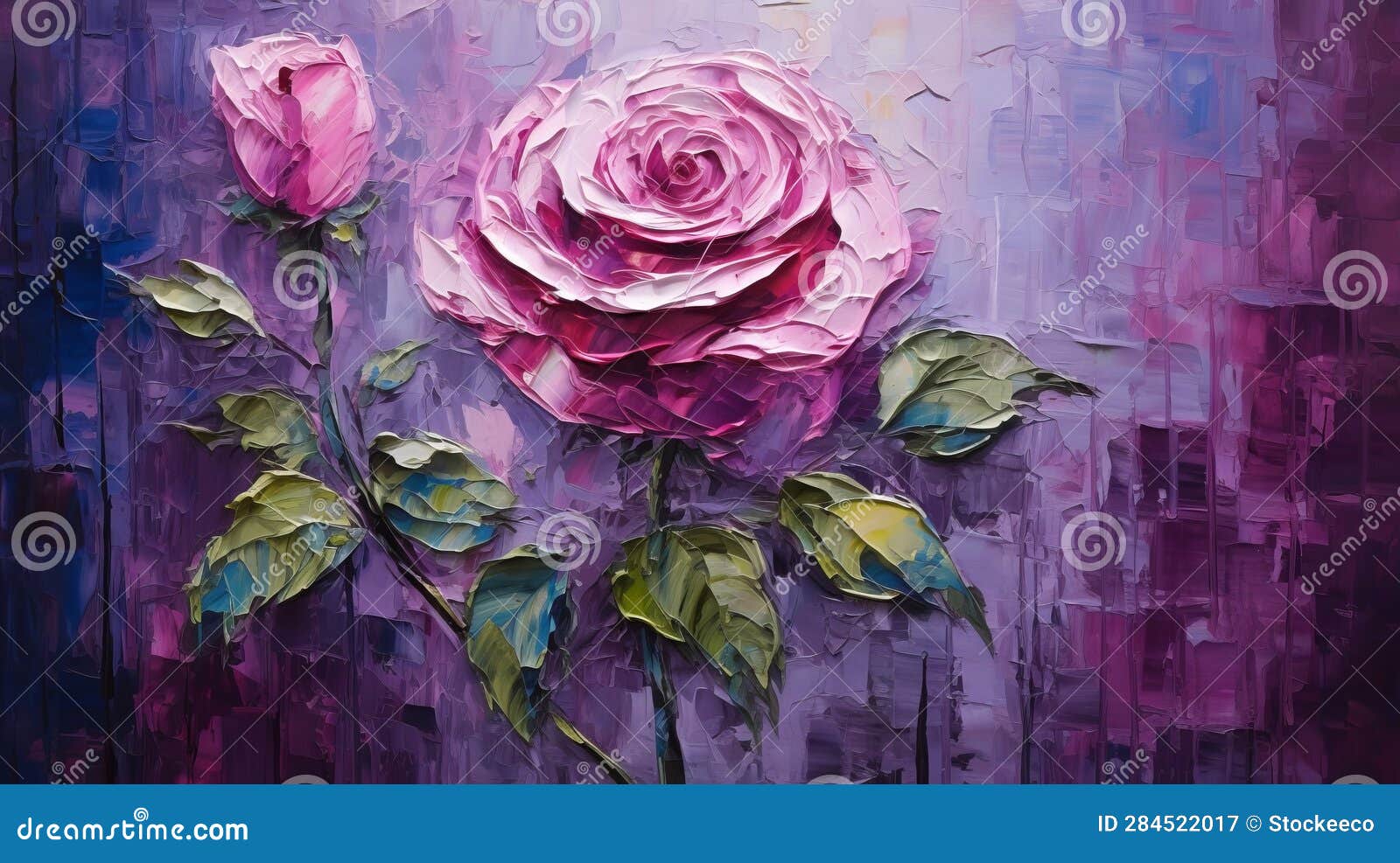 stunning rose art: vibrant palette knife painting with romantic emotion