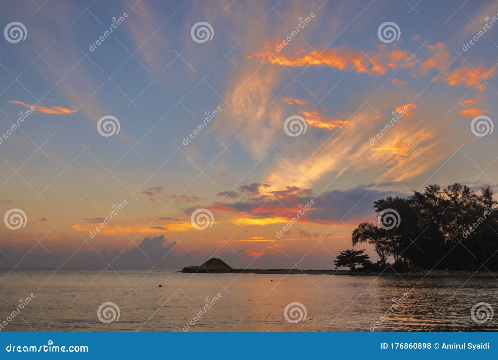 scenery sunrise surrounding kuala ibai beach located in terengganu, malaysia
