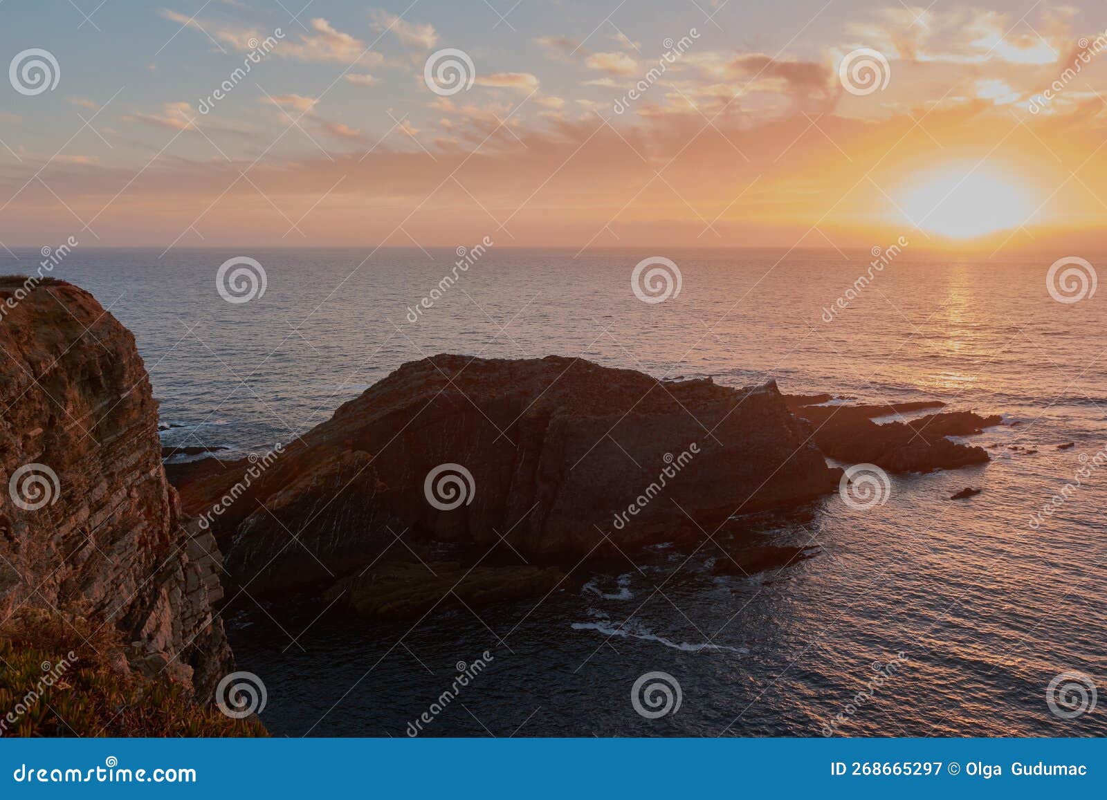 stunning sunset over the ocean. west of algarve, portugal