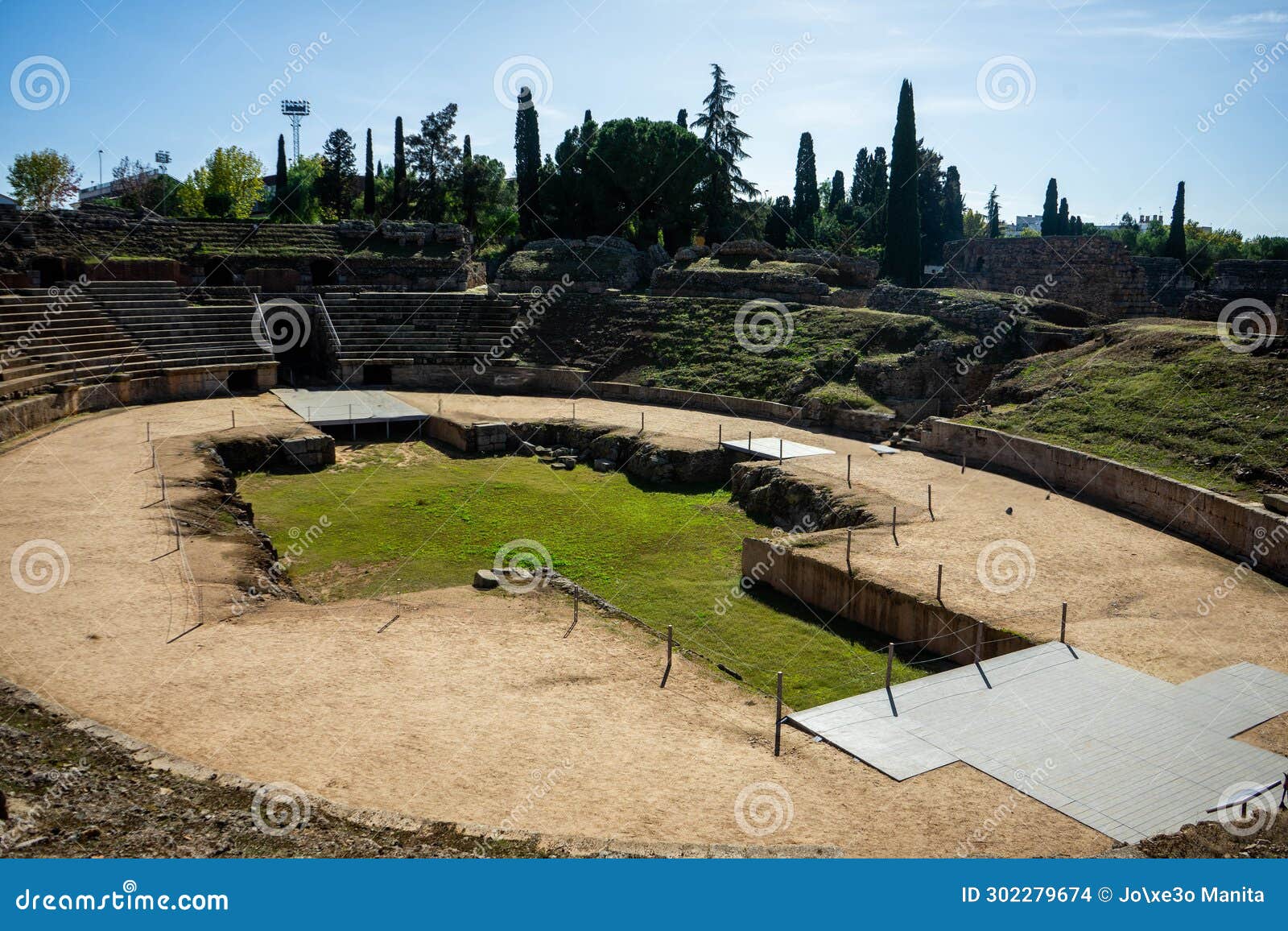 stunning view of mÃ©rida's roman amphitheater, a historical gem showcasing ancient architecture.