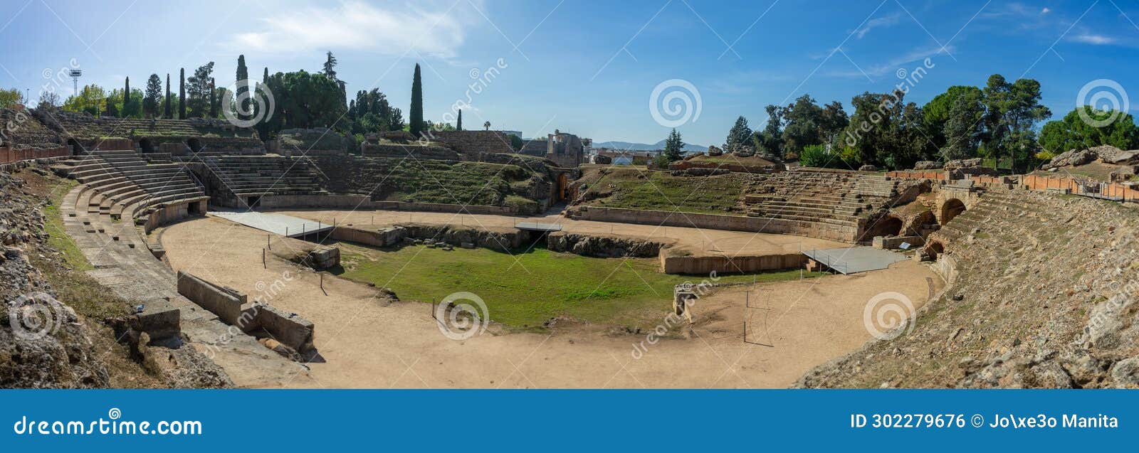 stunning view of mÃ©rida's roman amphitheater, a historical gem showcasing ancient architecture.