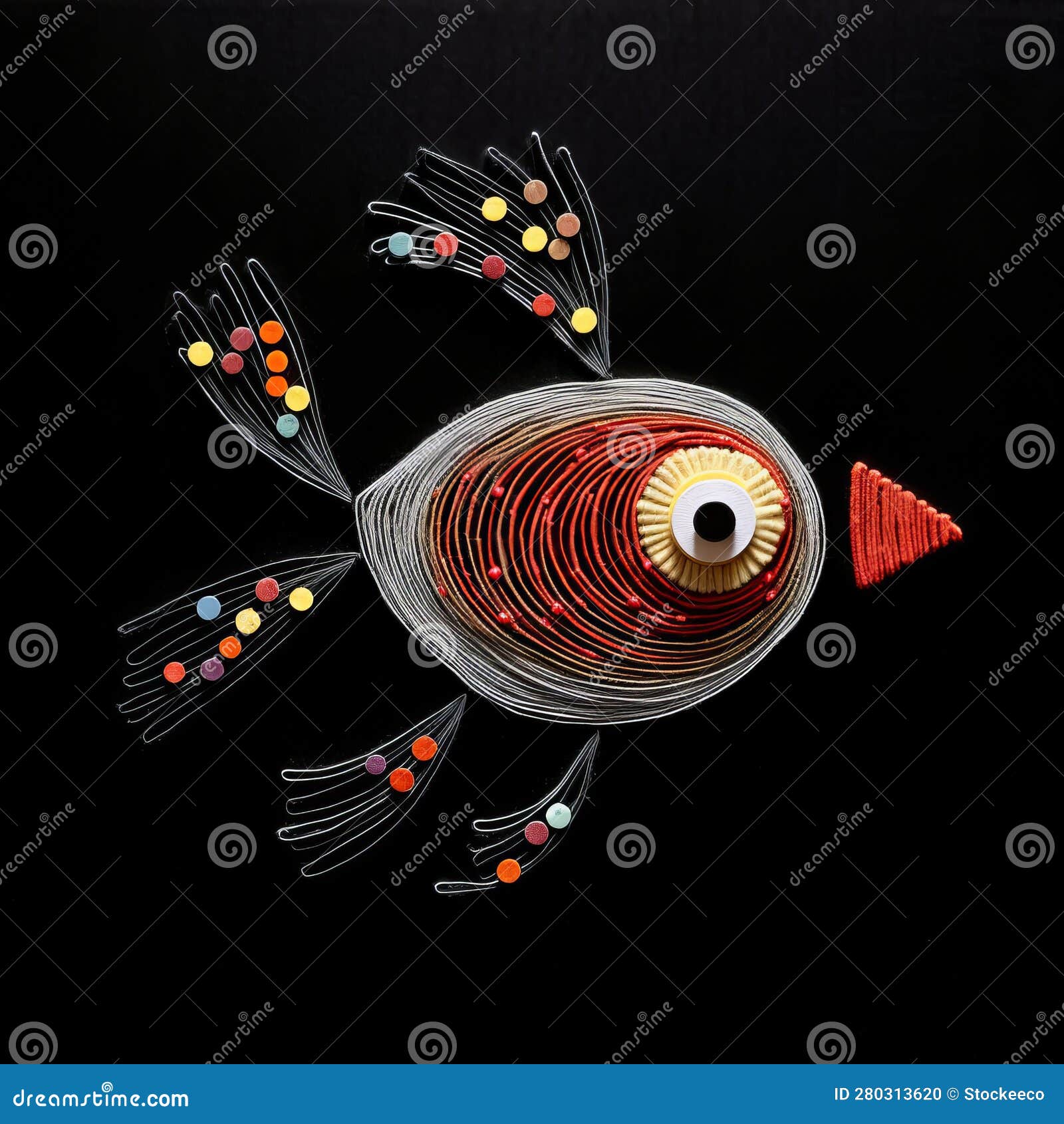 Wire Fish with Bold Lines and Vivid Colors Stock Illustration -  Illustration of decor, sculpture: 280313620
