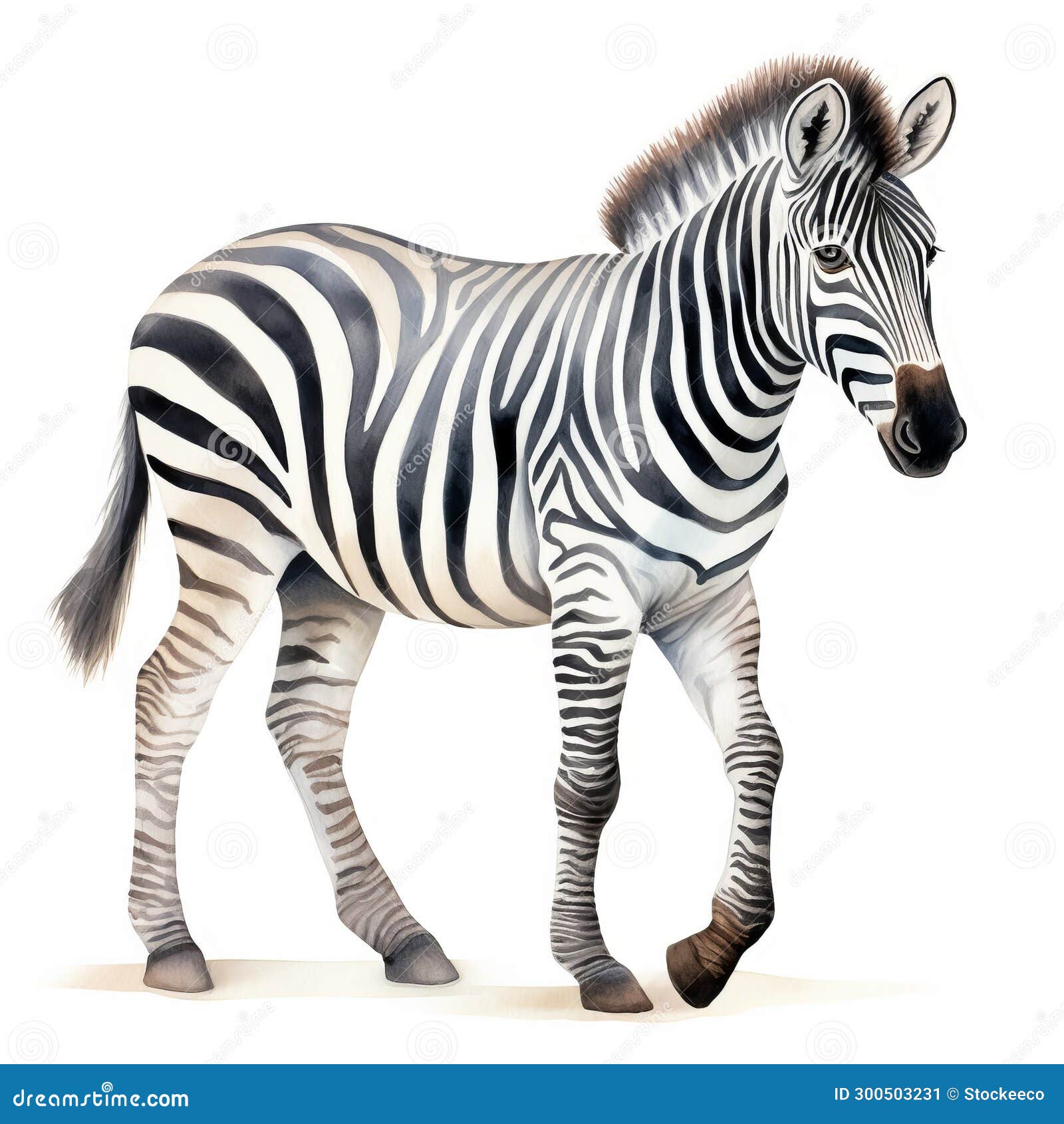 detailed zebra watercolor clipart for digital painting and paper crafting