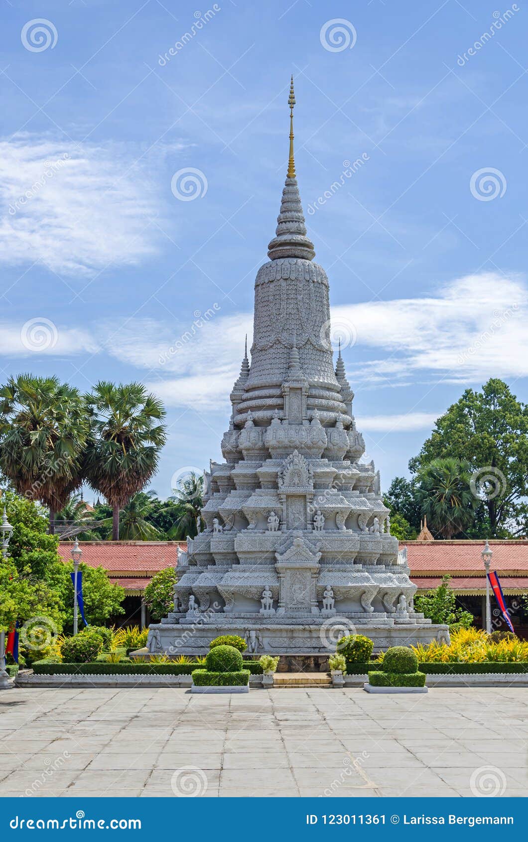 stupa of hm king norodom inside the royal palace in phnom penh,