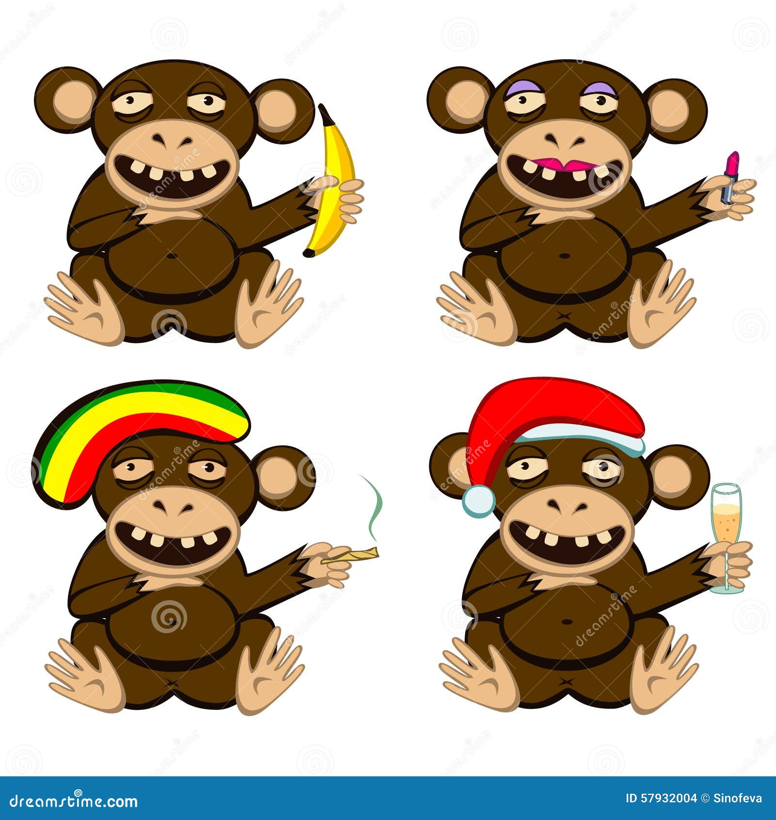 Stupid monkey set stock vector. Illustration of funny - 57932004