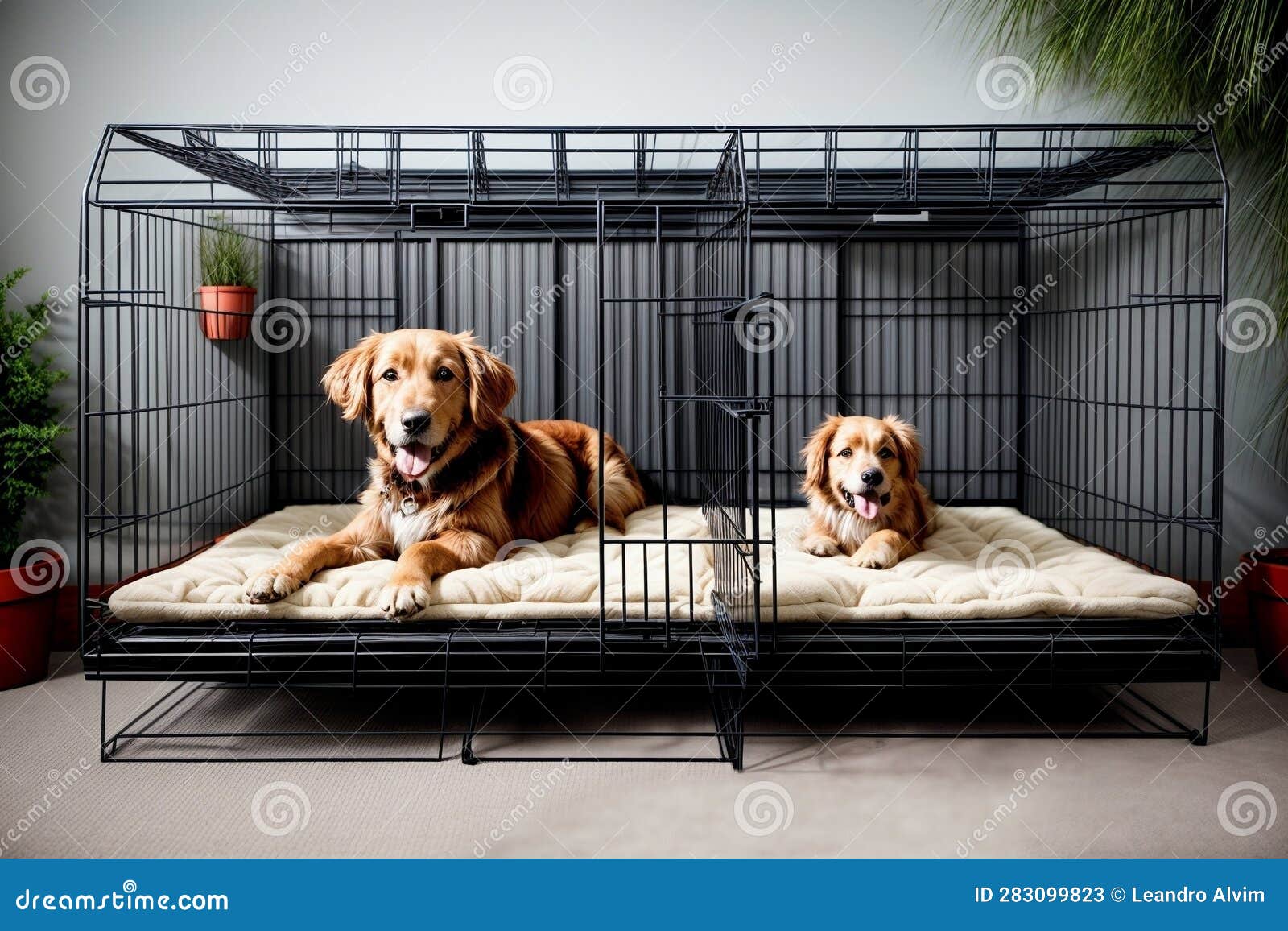 Sturdy Dog Crates for Secure and Comfortable Resting.AI Generated Stock