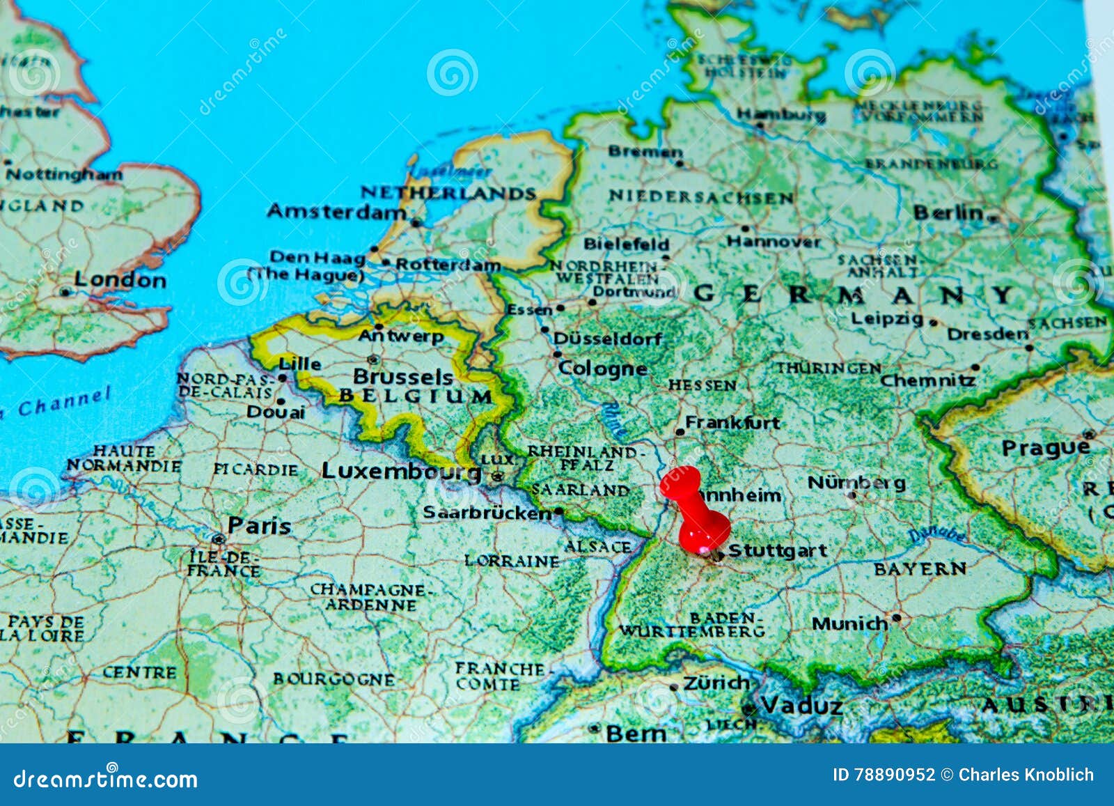 stuttgart mapa Stuttgart, Germany Pinned On A Map Of Europe Stock Photo   Image  stuttgart mapa