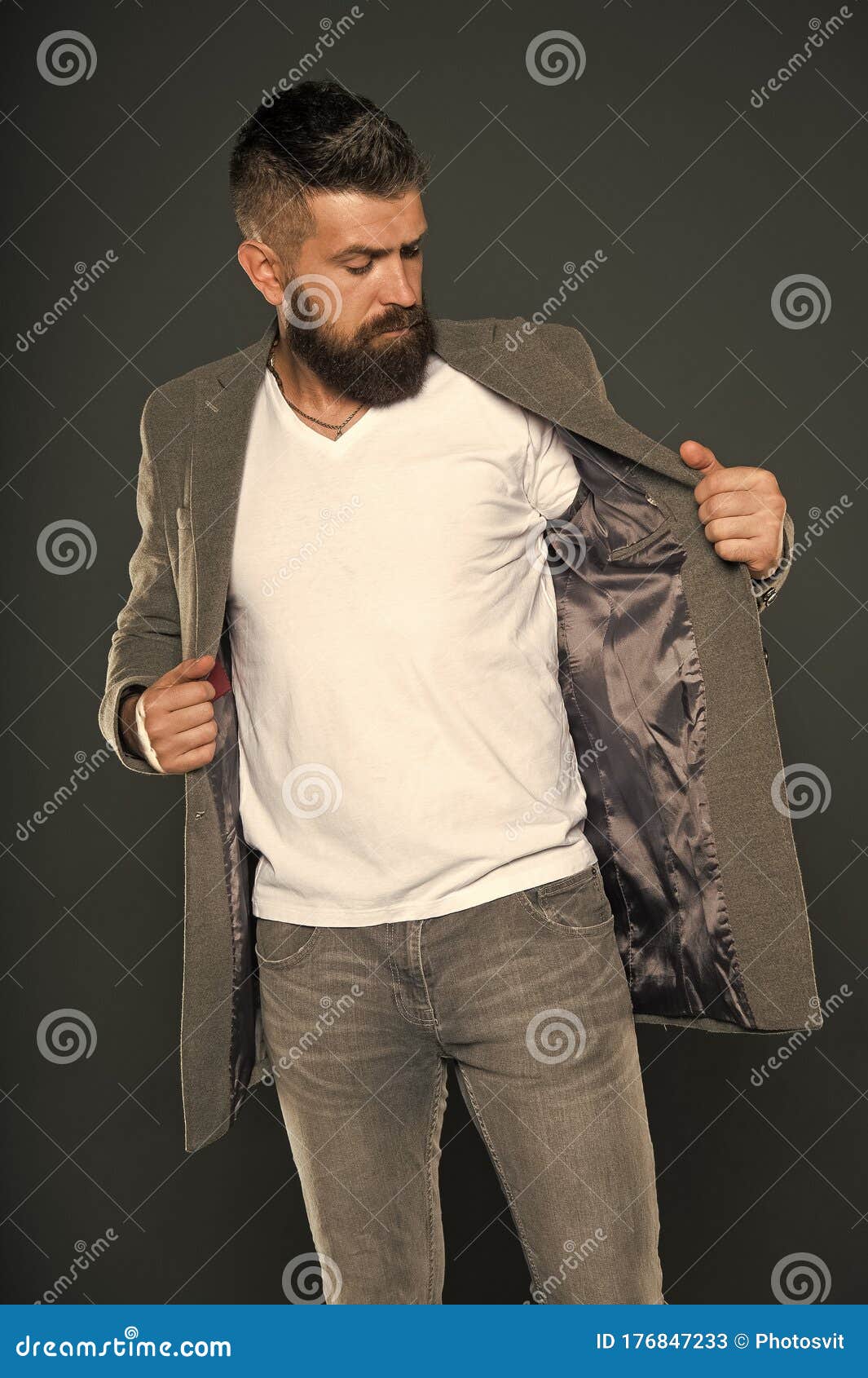 Style Adapted To Business. Hipster Put on Casual Style Jacket Stock Image - Image of attractive, hairdo: 176847233 Style Adapted To Business. Hipster Put on Casual Style Jacket Stock Image - Image of attractive, hairdo: 176847233