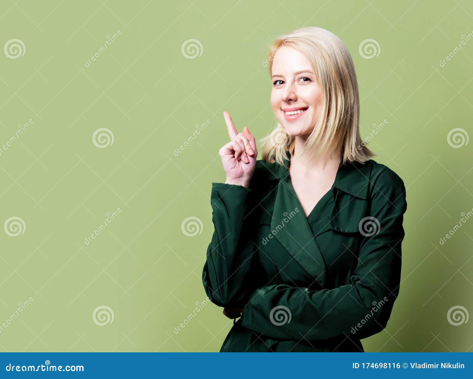 Style Blonde Woman in Green Gloak Stock Photo - Image of purple ...