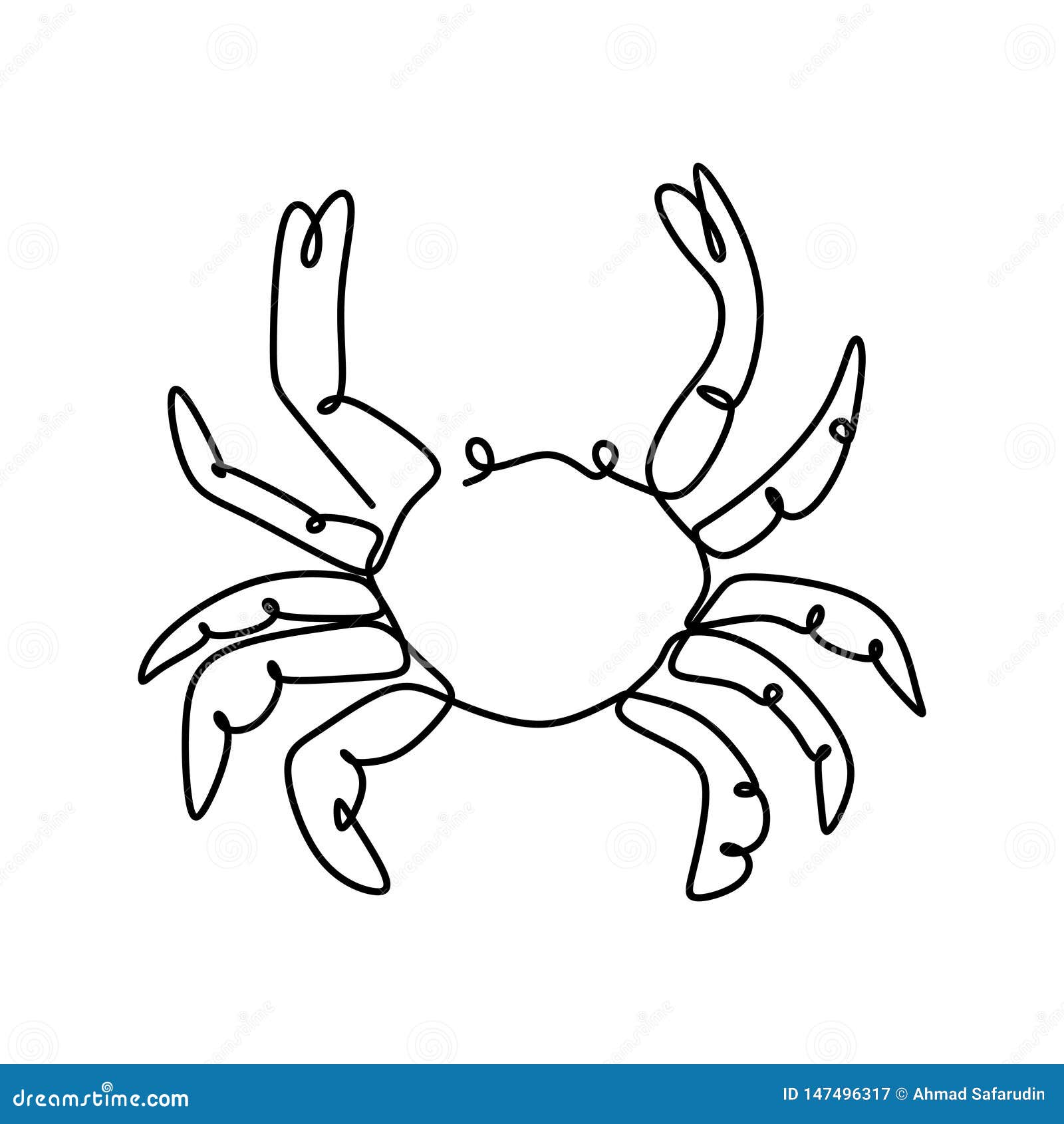 Style Continu Crabe Un De Conception Minimaliste De Dessin Au Trait Illustration De Vecteur Illustration Du Style Continu 147496317