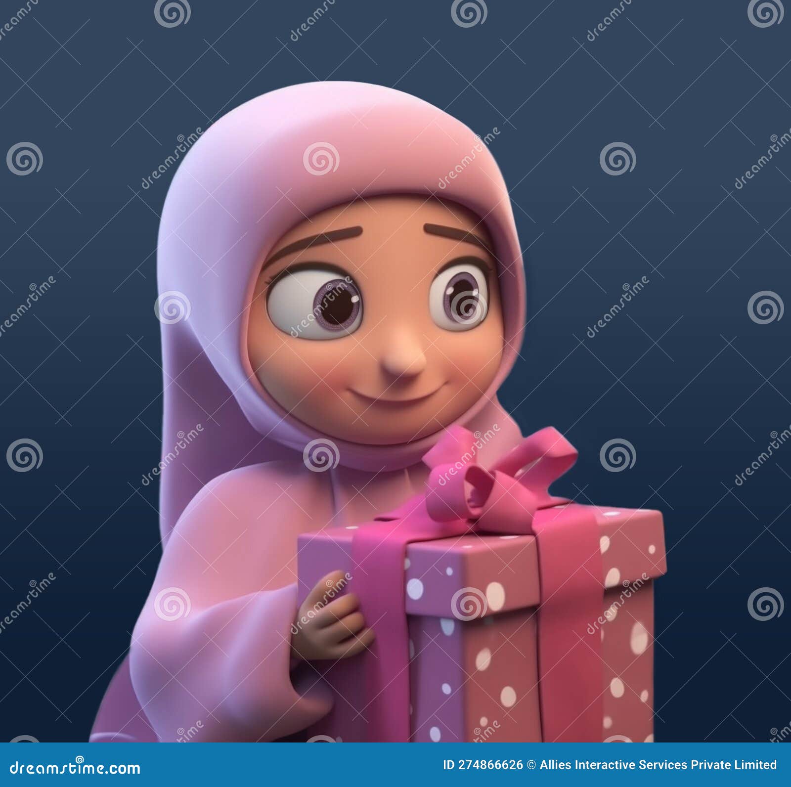 Style Disney Adorable Musulman Caractère Tenant Une Boîte Cadeau Eid  Moubarak Génération Ai Illustration Stock - Illustration du fête, cadre:  274866626