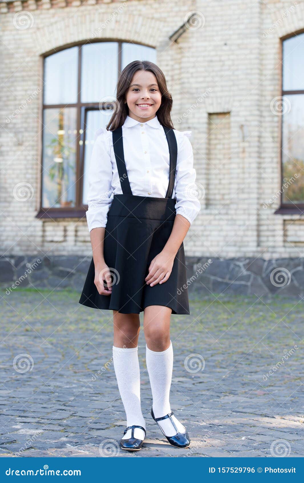 Style for Every Story. Schoolgirl in Classy Retro Uniform. Vintage Kid ...