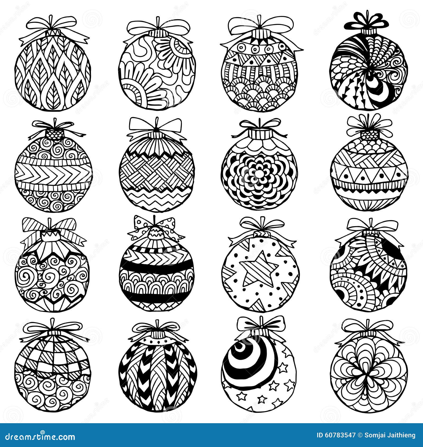 amazing style tir par la main de zentangle de boules de nol pour livre de coloriage with images boules de noel colorier