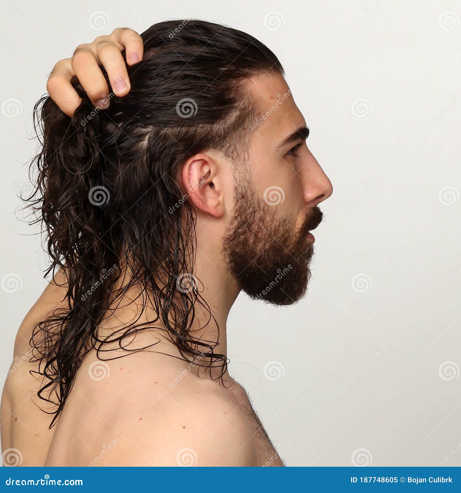 Attractive Male Model with Long Hair and Beard Posing in Studio on Isolated Background. Style, Trends, Fashion Concept. Stock Image - Image of background, isolated: 187748605 Attractive Male Model with Long Hair and Beard Posing in Studio on Isolated Background. Style, Trends, Fashion Concept. Stock Image - Image of background, isolated: 187748605