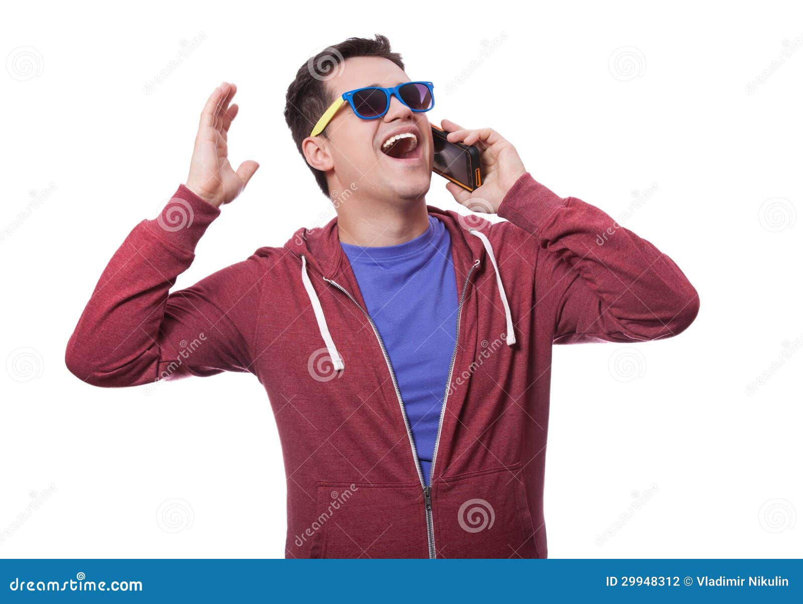 Style Young Man in Sunglasses with Mobile Stock Photo - Image of ...