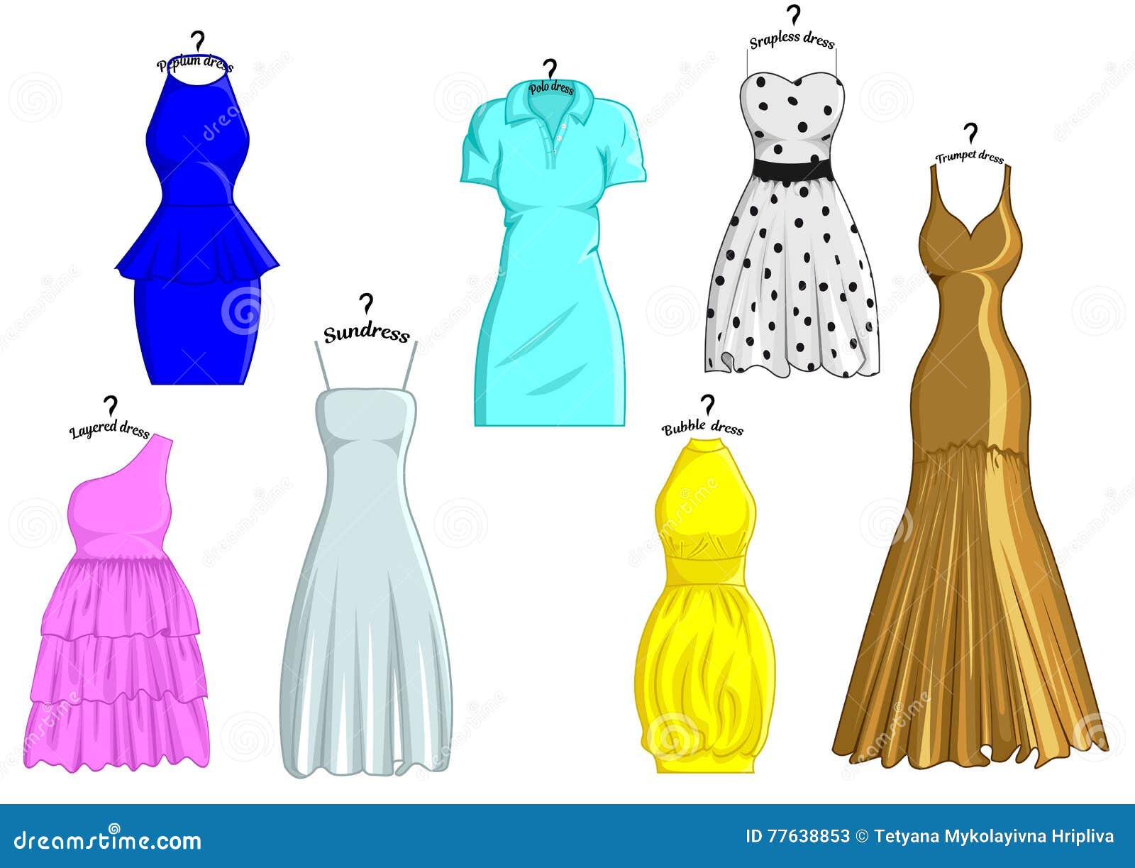 Styles of dresses stock vector. Illustration of people - 77638853