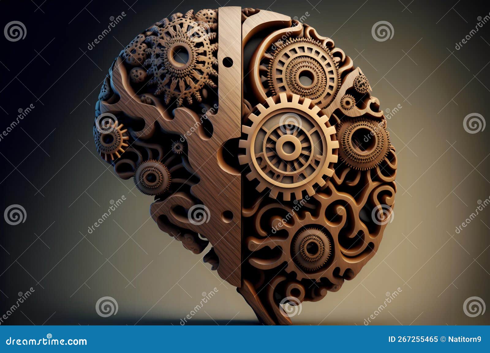 Stylised Representation of a Brain with Gears or Cogs (AI Generated