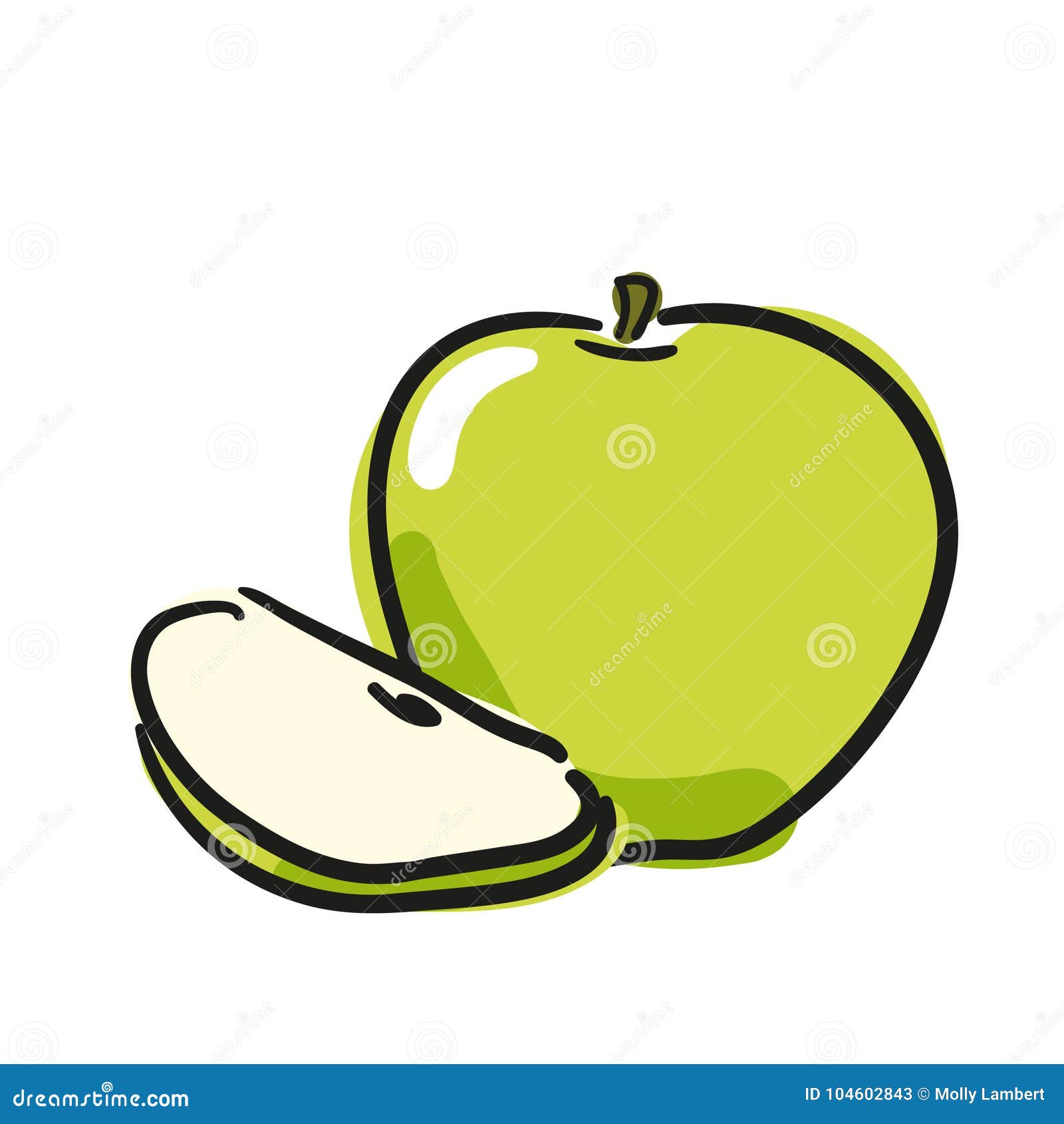 Apple sketch scratch by black pen and green and yellow thin finers Stock  Photo - Alamy