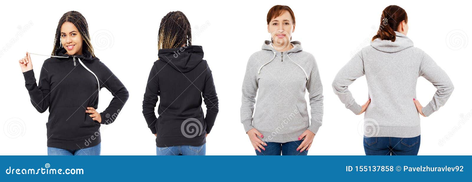Download Stylish Afro American Girl In Black Hoodie Mock Up ...