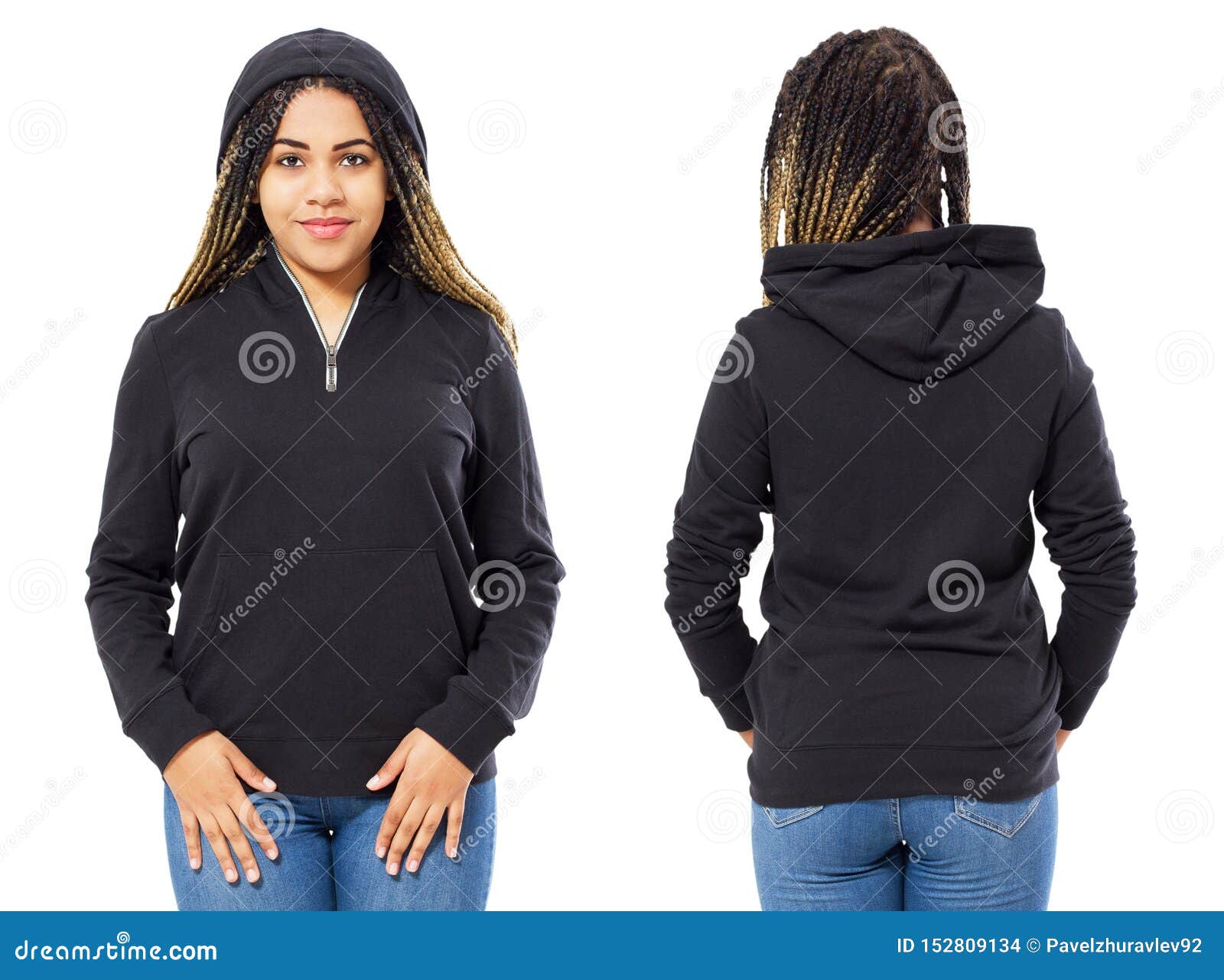 Download Stylish Afro American Girl In The Hood In A Hoodie Front ...