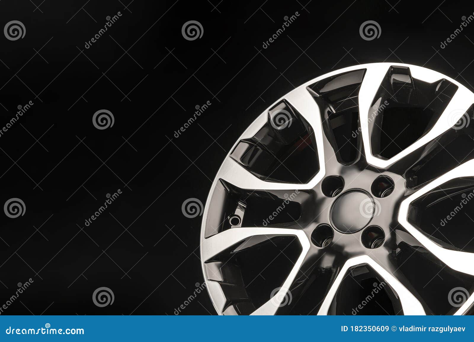Stylish Alloy Wheels, Black with Silver and Polished on a Dark