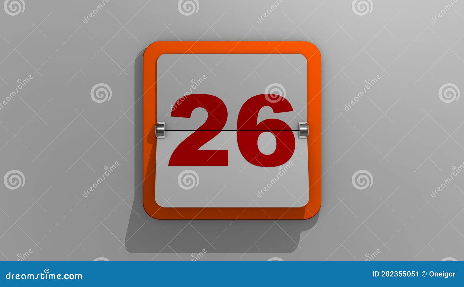 stylish animated 3d rendering of a flipping calendar with a stop at the twenty-sixth day. 3d  of the 26th day of the w
