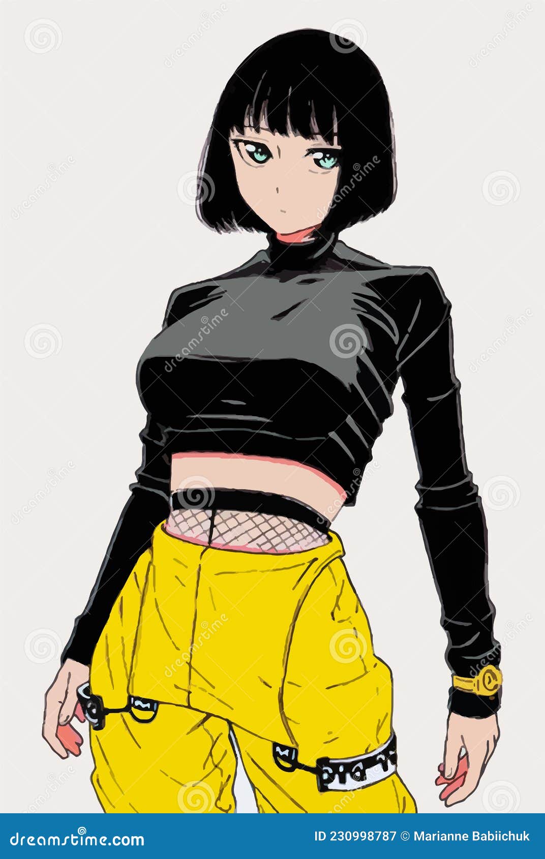 Stylish Anime Girl in Yellow Jumpsuit Stock Vector - Illustration of disco, comics: 230998787 Stylish Anime Girl in Yellow Jumpsuit Stock Vector - Illustration of disco, comics: 230998787
