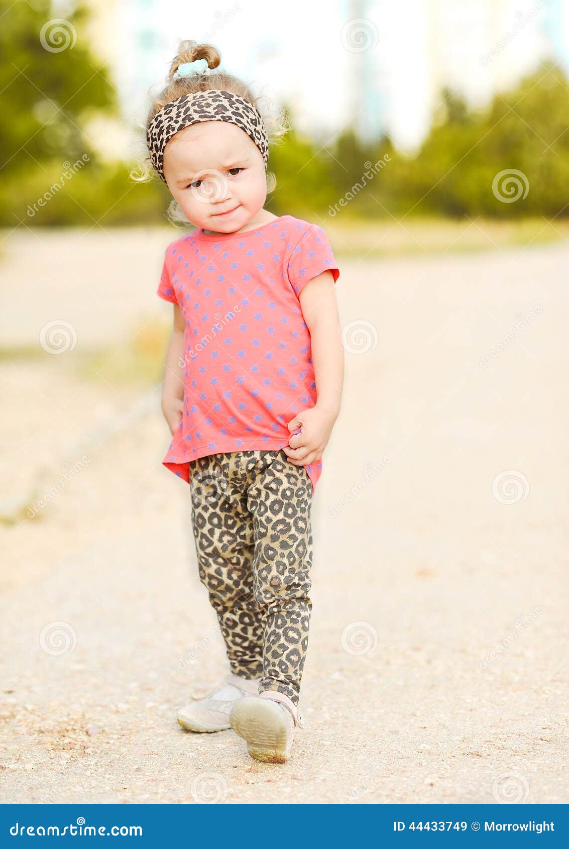 Stylish Baby Girl Walking Outdoors Stock Image - Image of beauty ...