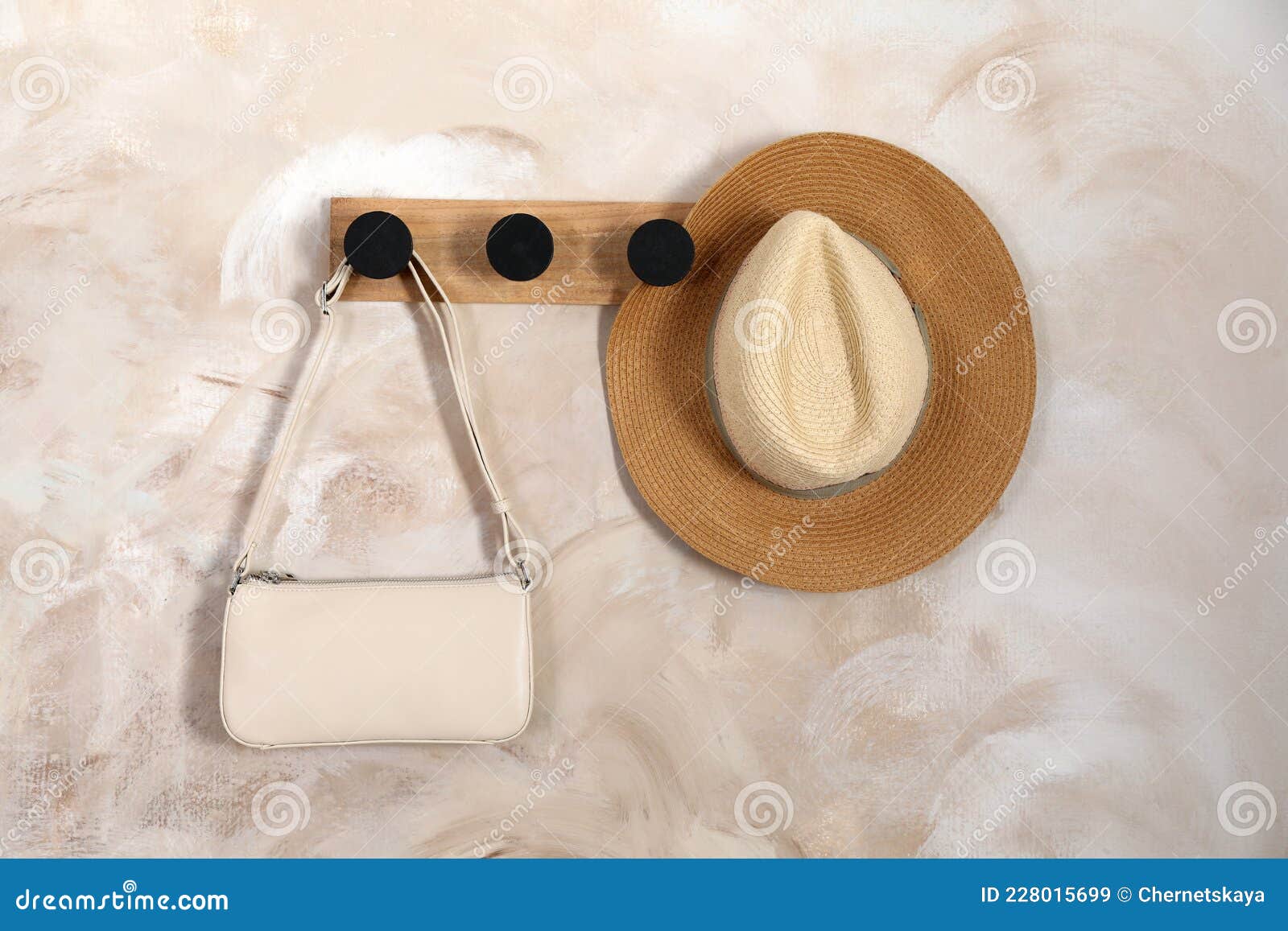 Stylish Bag and Hat on Rack Indoors Stock Image Image of design