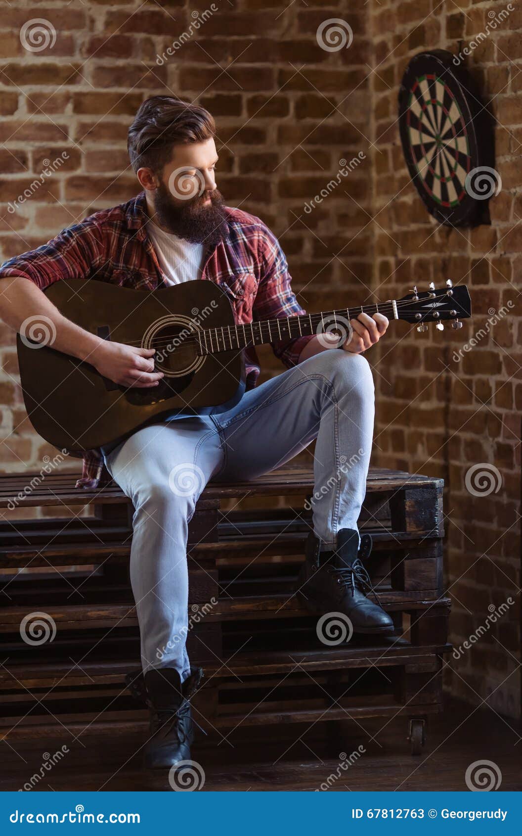 stylish bearded musician