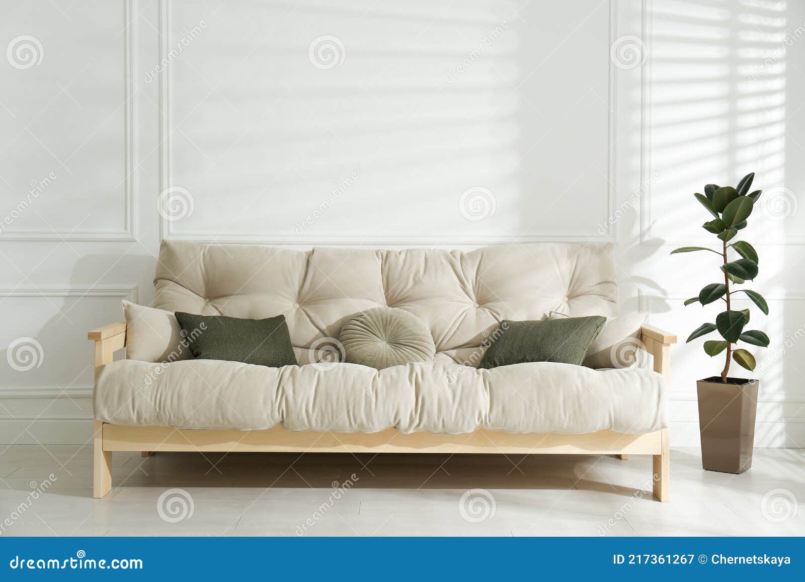 Stylish Beige Sofa in Living Room Interior Stock Image Image of house