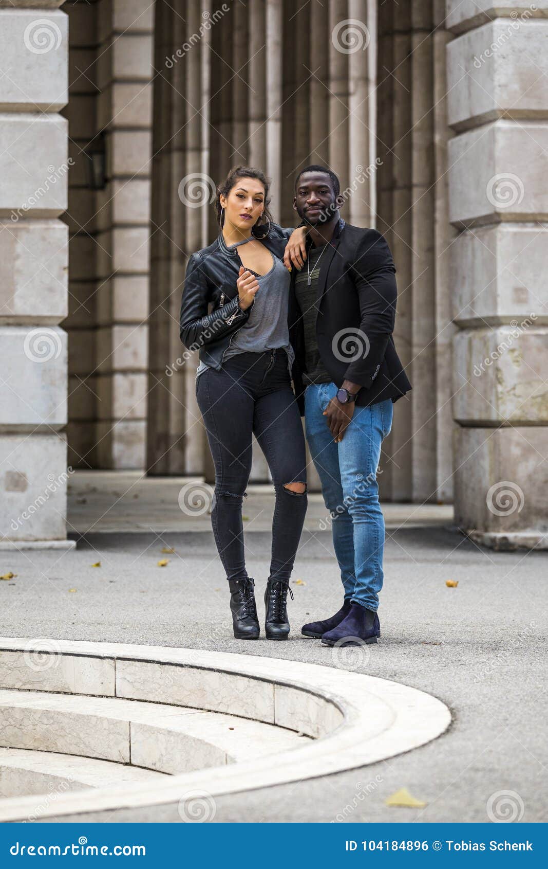 Stylish Black and White Couple on Street Stock Photo - Image of ...