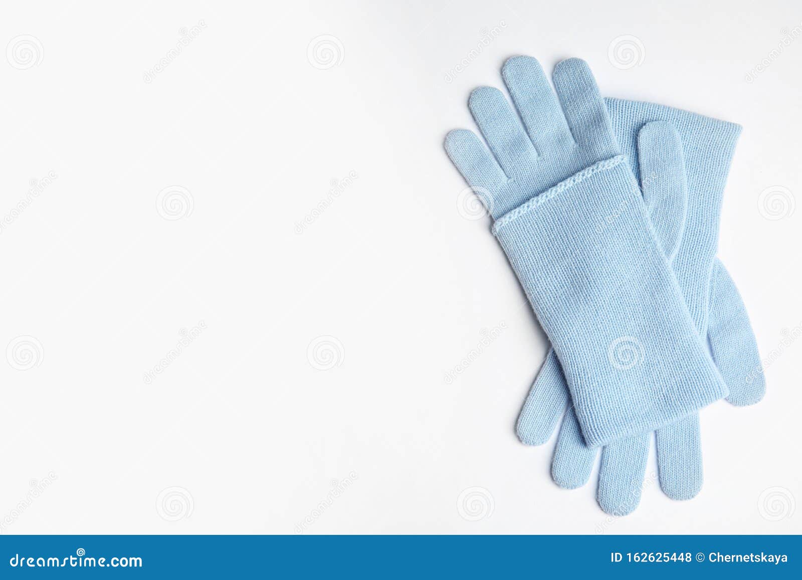 Stylish Blue Gloves on White Background, Top View. Autumn Clothes Stock ...