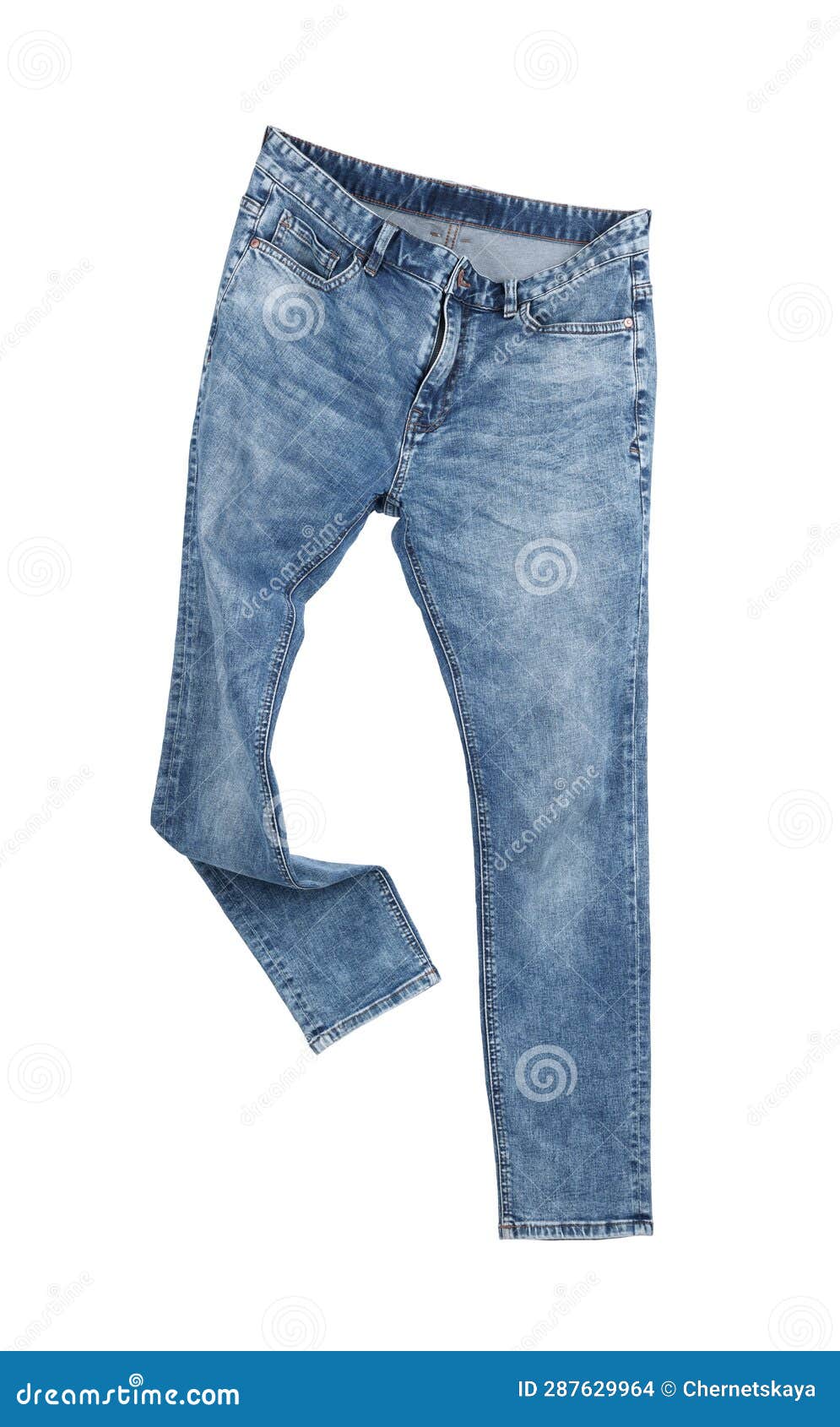 Stylish Light Blue Jeans Isolated on White Stock Photo - Image of ...