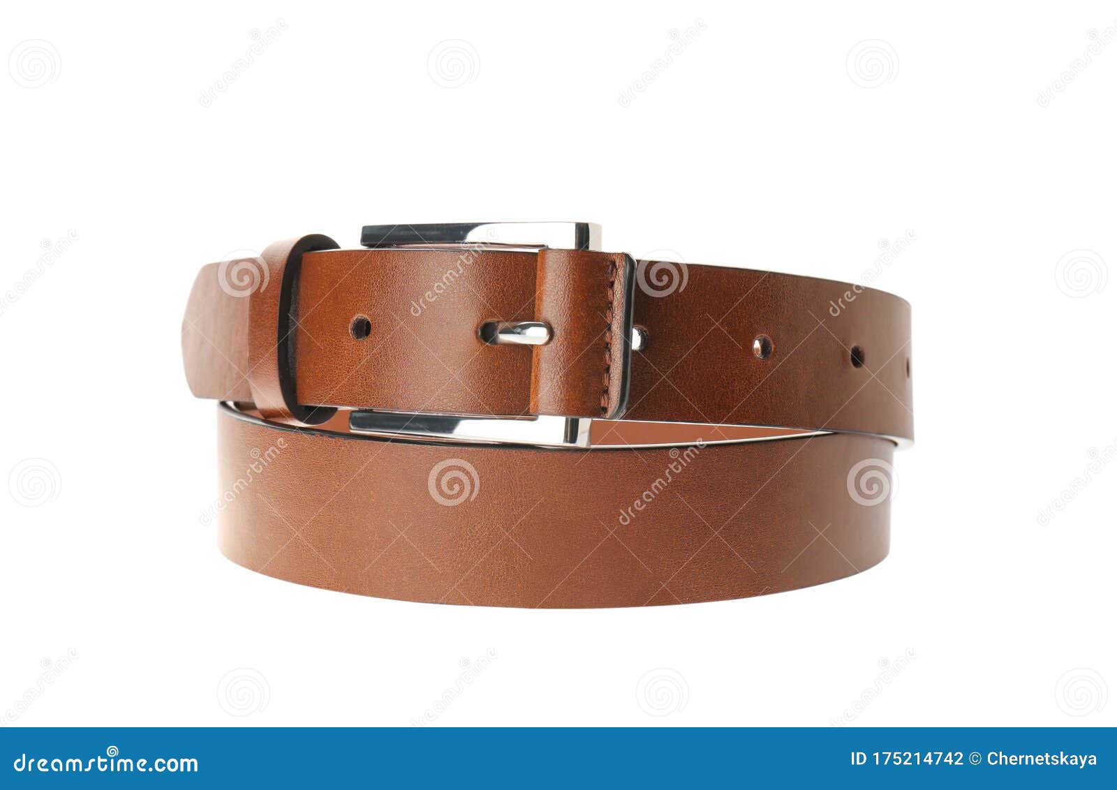 Stylish Brown Leather Belt Isolated on White Stock Photo Image of