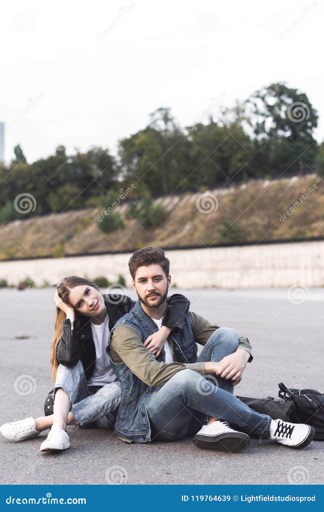 Stylish Couple Looking at Camera while Resting Stock Image - Image ...
