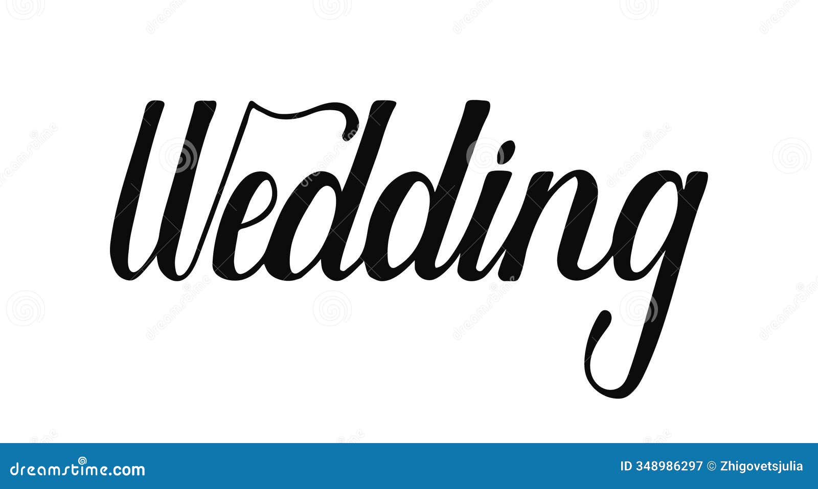 stylish cursive hand drawn lettering weddingl for use in invitations or celebration decor. calligraphy typography has a modern
