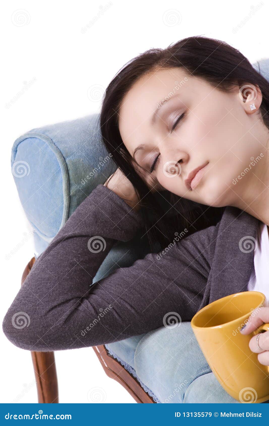 Stylish Cute Girl Sleeping On The Couch Stock Image Image Of Brunette