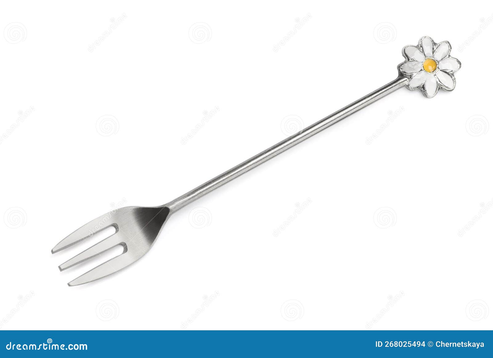 Stylish Dessert Fork Isolated on White, Top View Stock Photo Image of