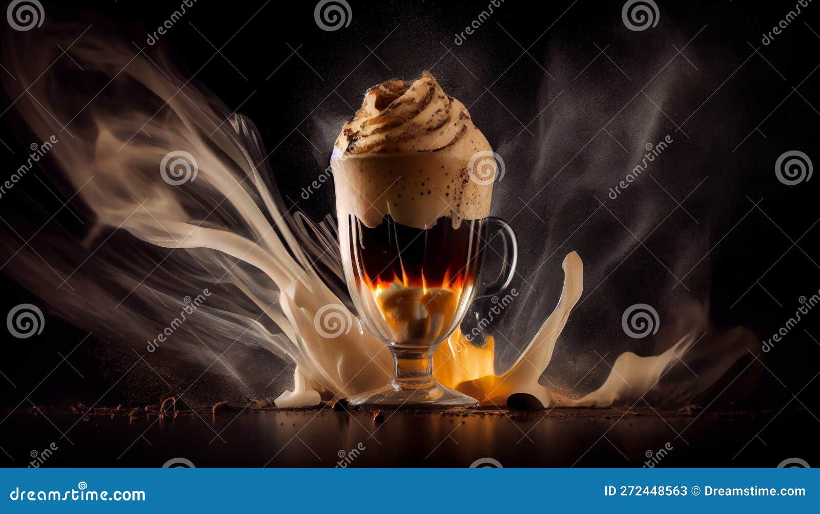 Stylish and Effectful Illustration of a Cappucino with Coffee Beans and