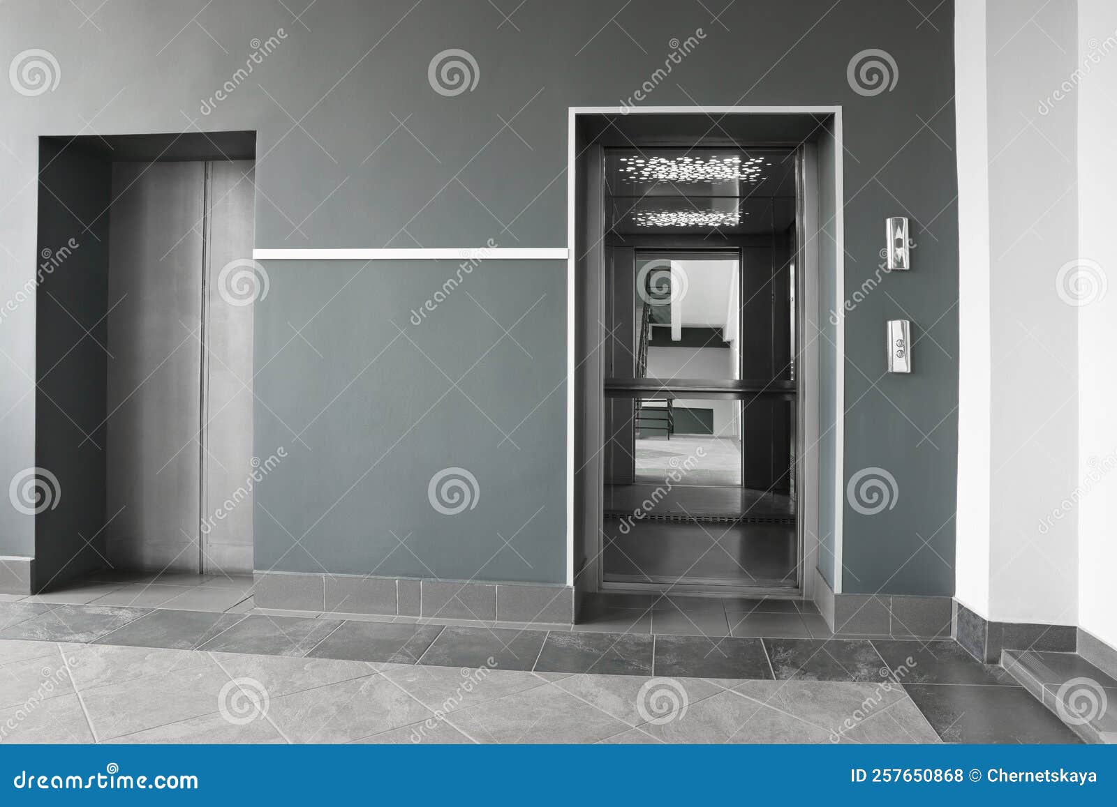 Stylish Elevator with Open and Close Doors Stock Photo Image of
