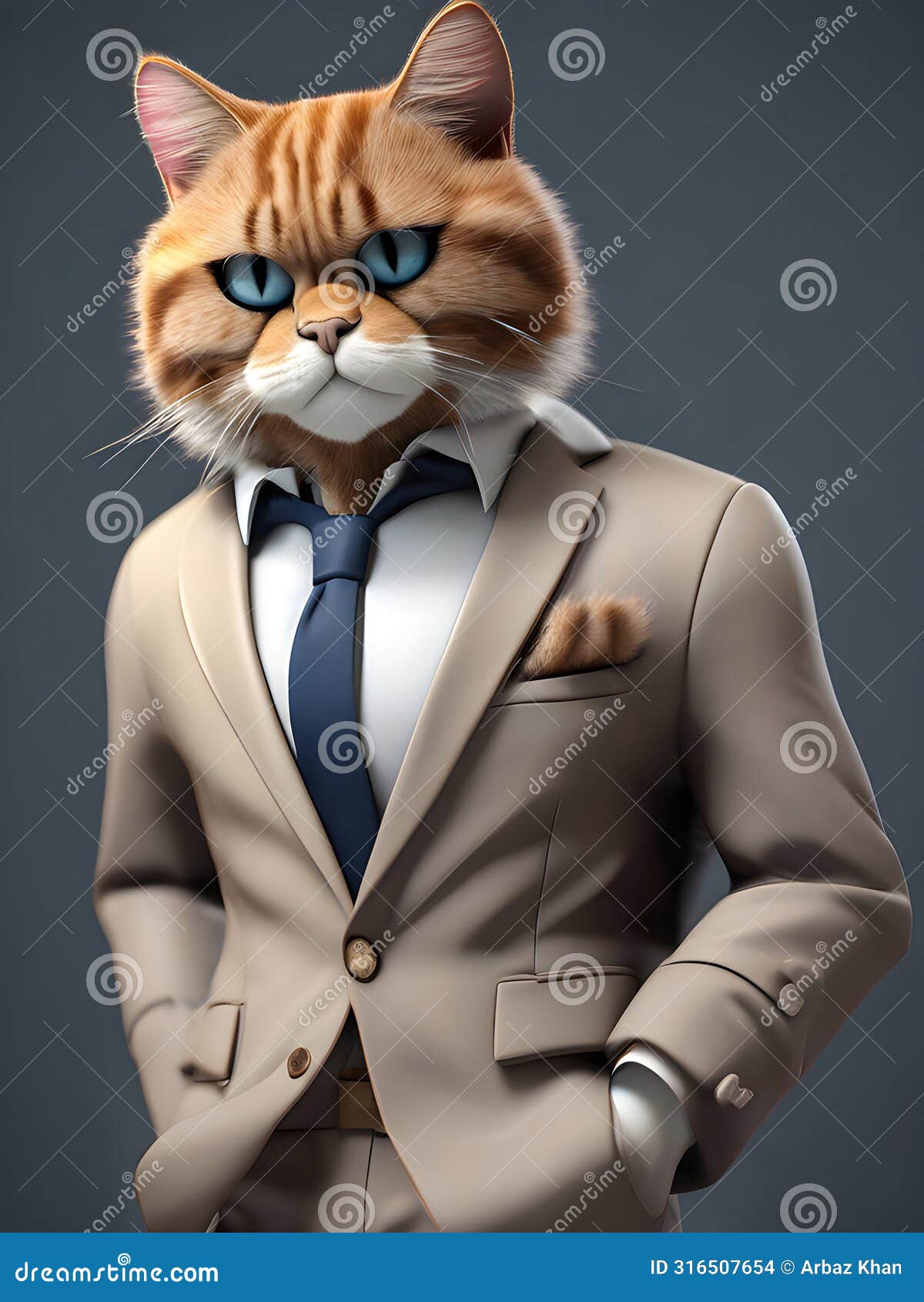 a cool cat standing in a suit. generative ai