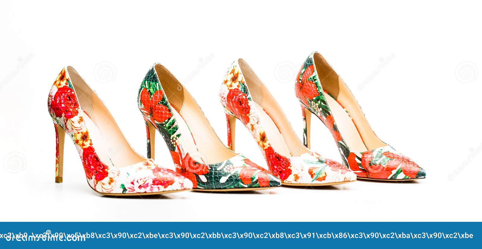 Stylish Female Shoes in Colors. Colored Women Shoes on White Background ...