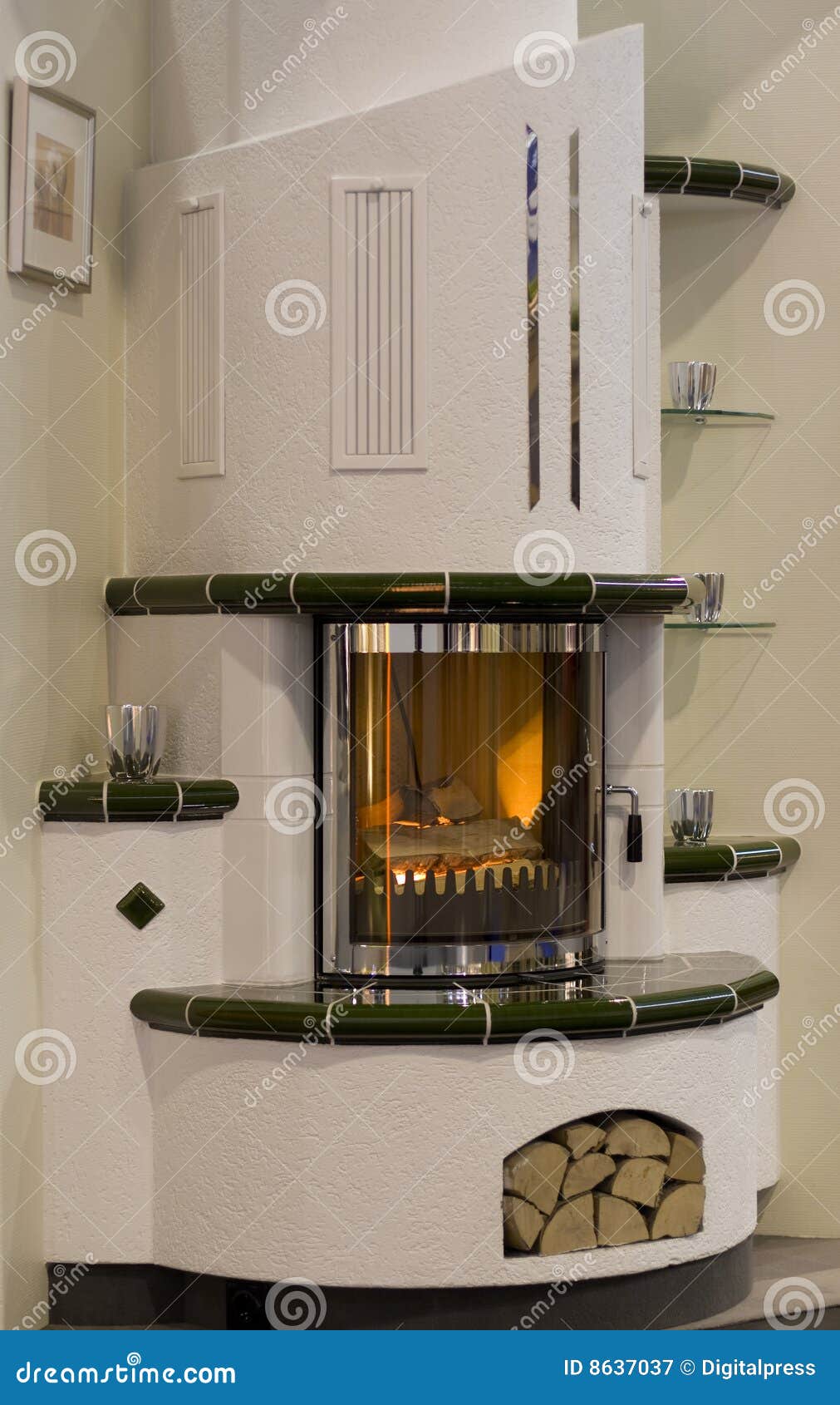 Stylish fireplace stock image. Image of apartment, stylish 8637037