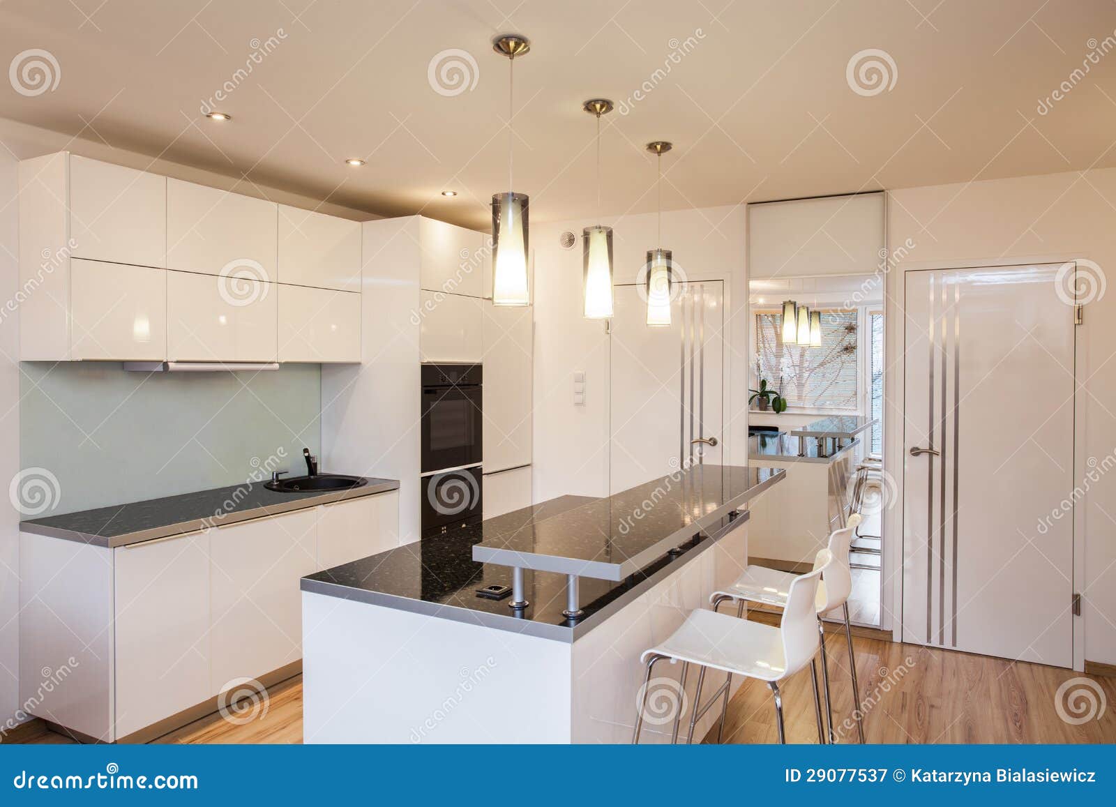 Stylish Flat Kitchen Interior Royalty Free Stock Photography Image