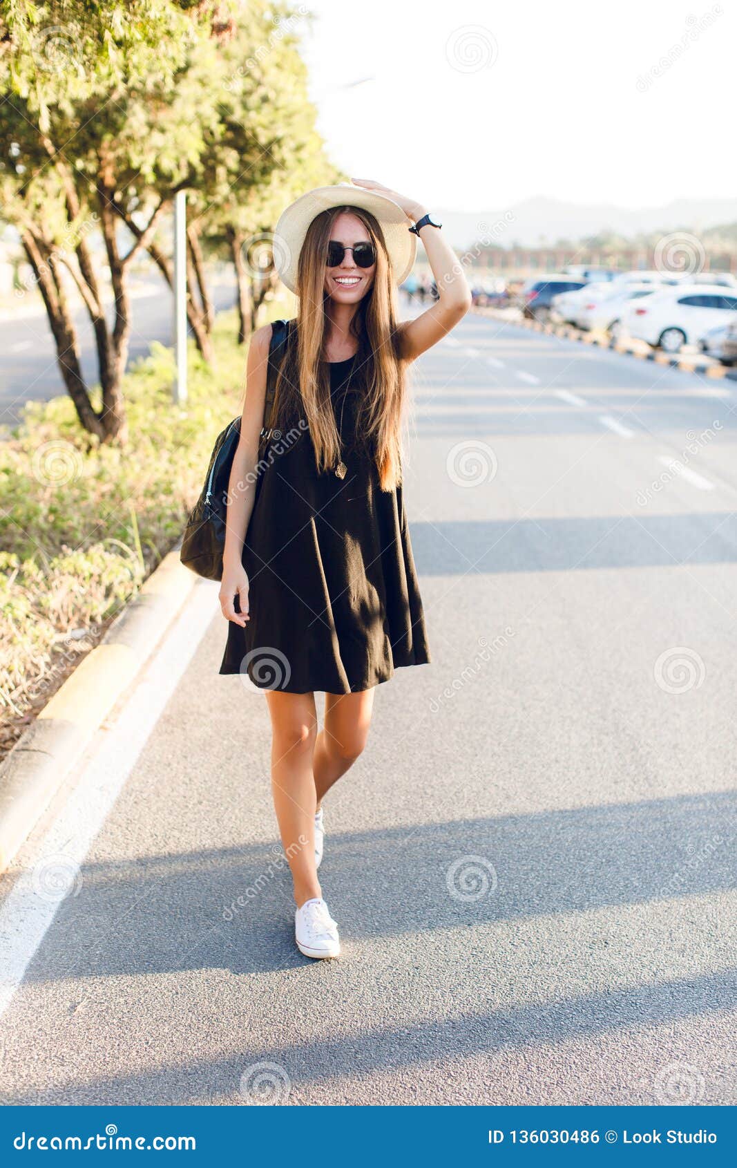little black dress with sneakers